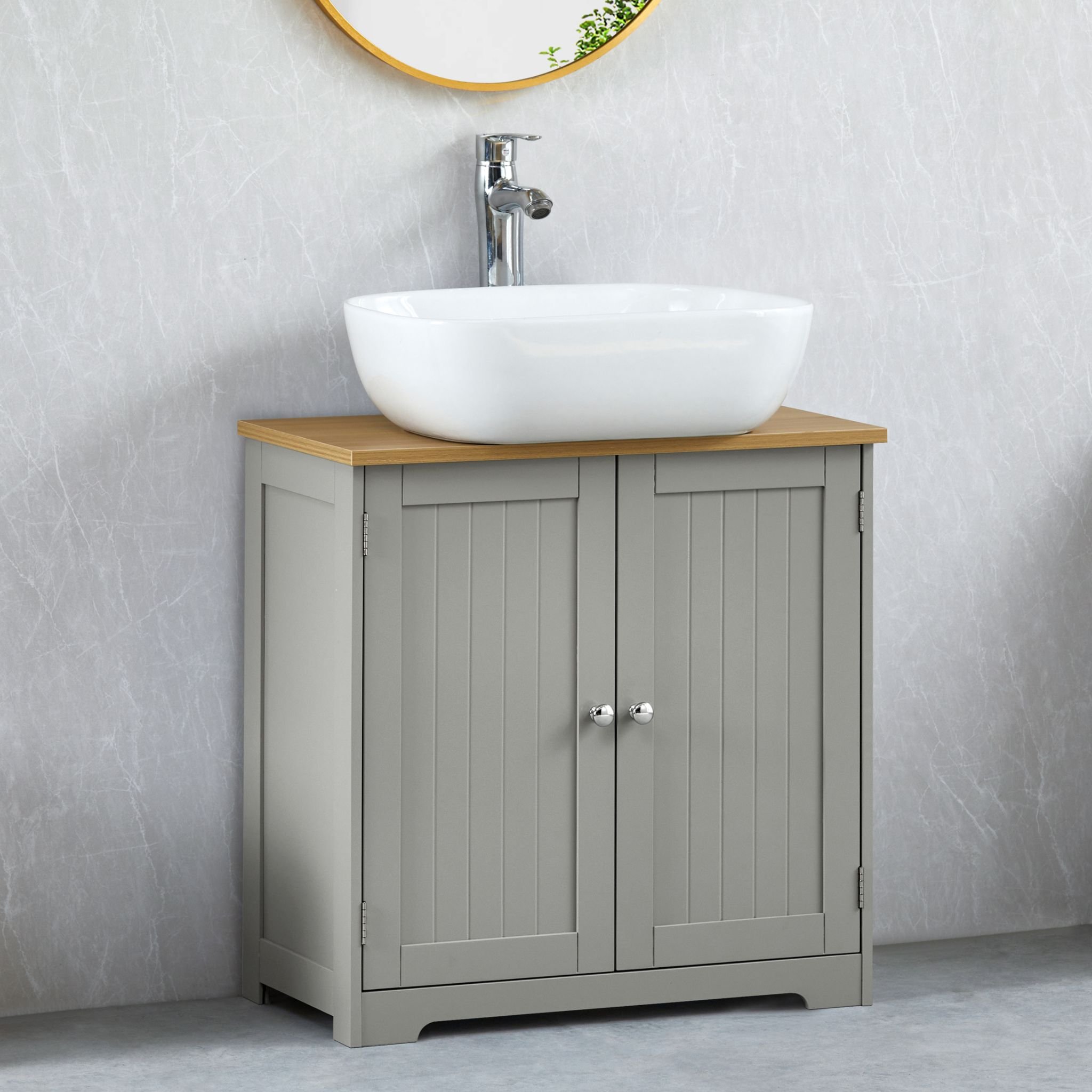 Bath Vida Priano 2 Door Under Sink Cabinet - Grey and Oak