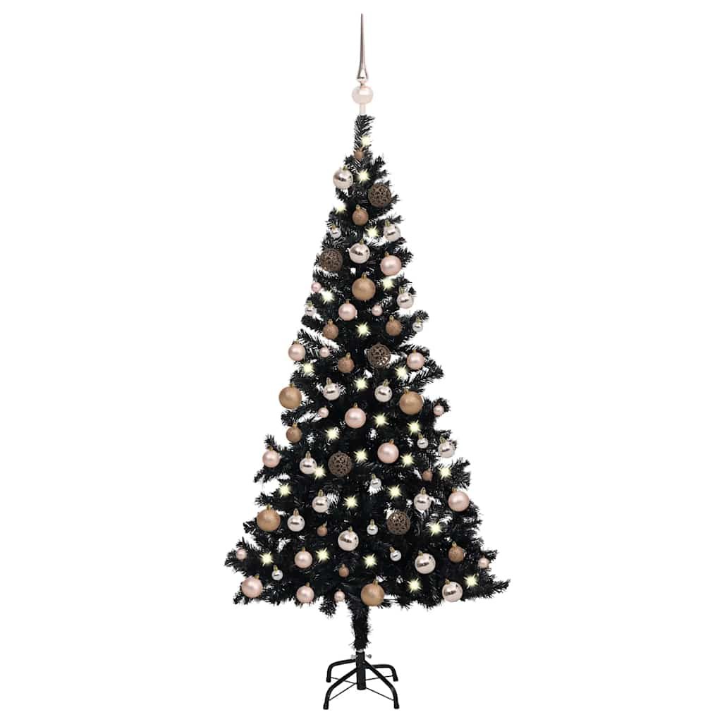 Walplus 150 LED Lights Pre-lit Artificial Christmas Tree - Black - 180 cm
