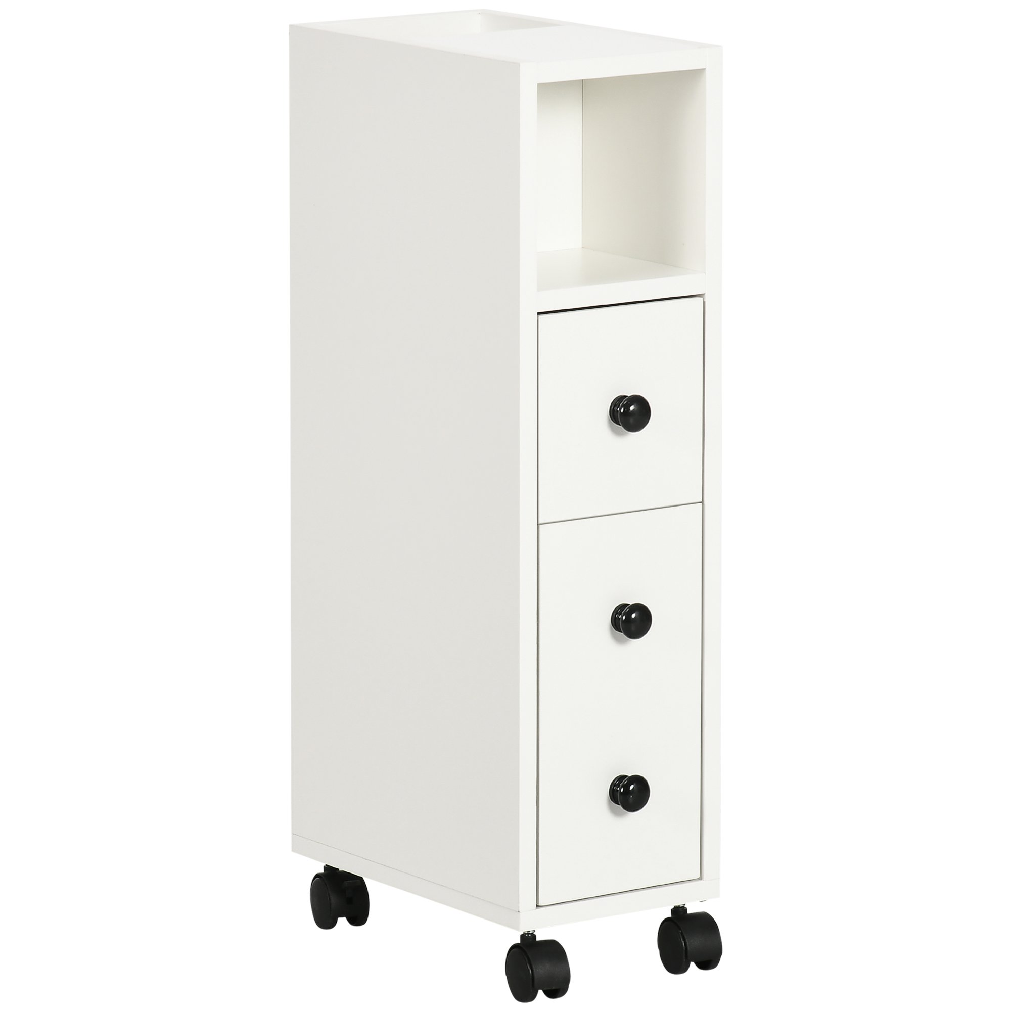 kleankin Slimline Bathroom Storage Unit with 2 Drawers - White