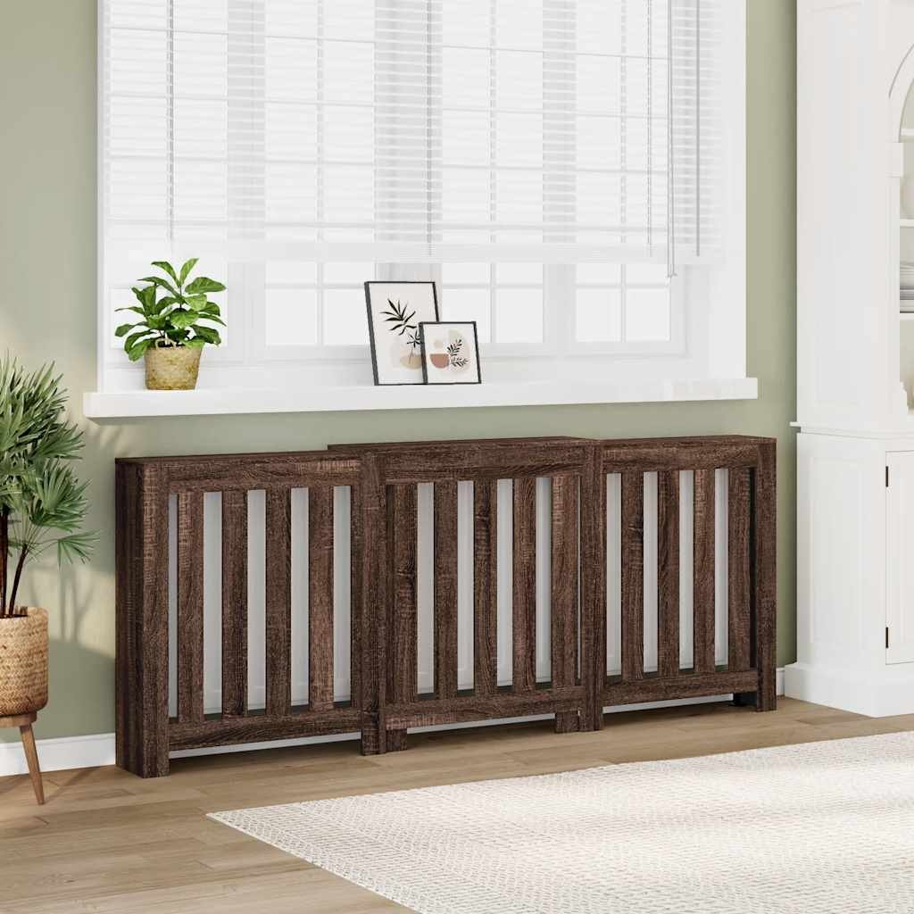 Walplus Vertical Slats Radiator Cover - Brown Oak - 205 x 21.5 x 83.5 cm