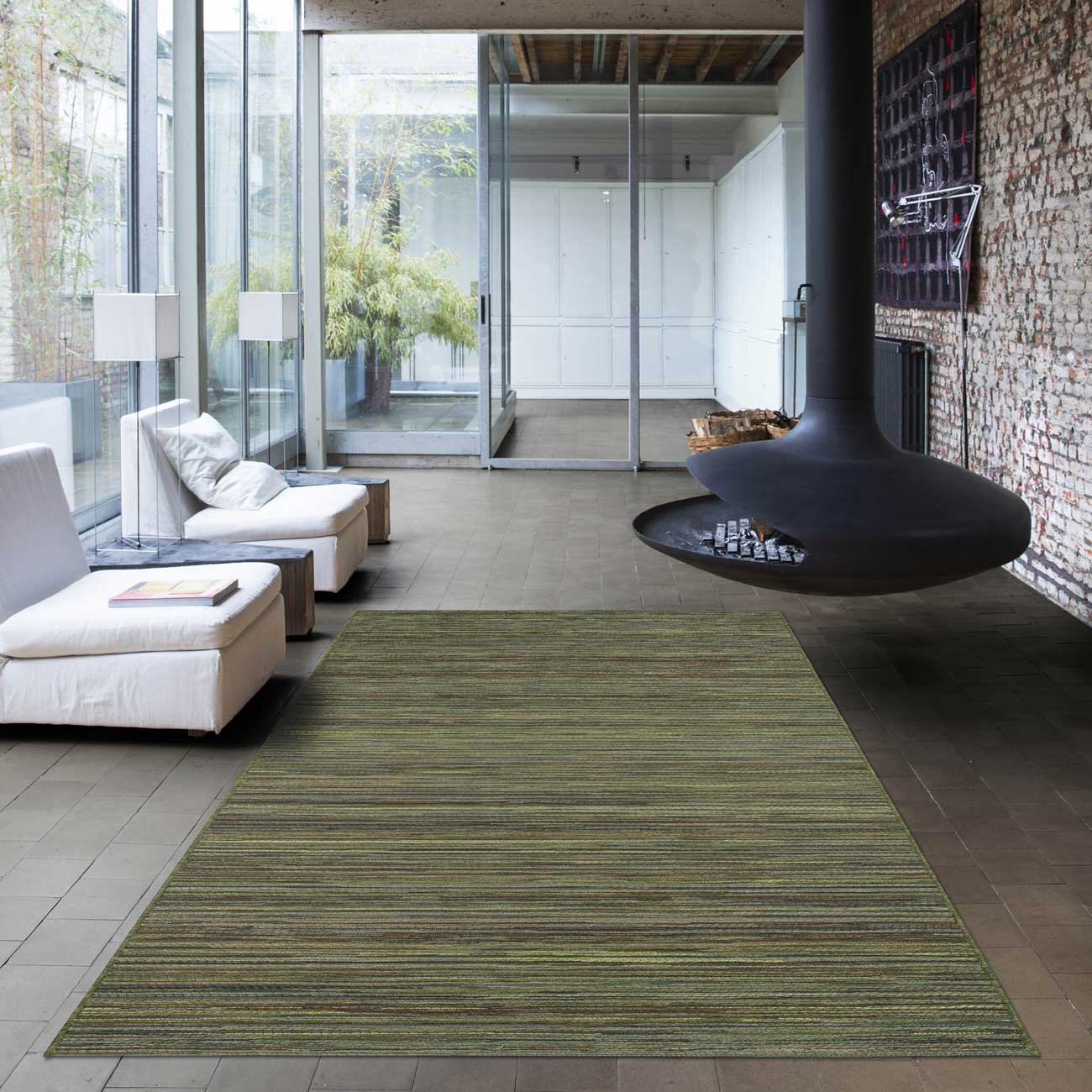 Mega Flooring Green Modern Striped Rug - 160 x 230cm