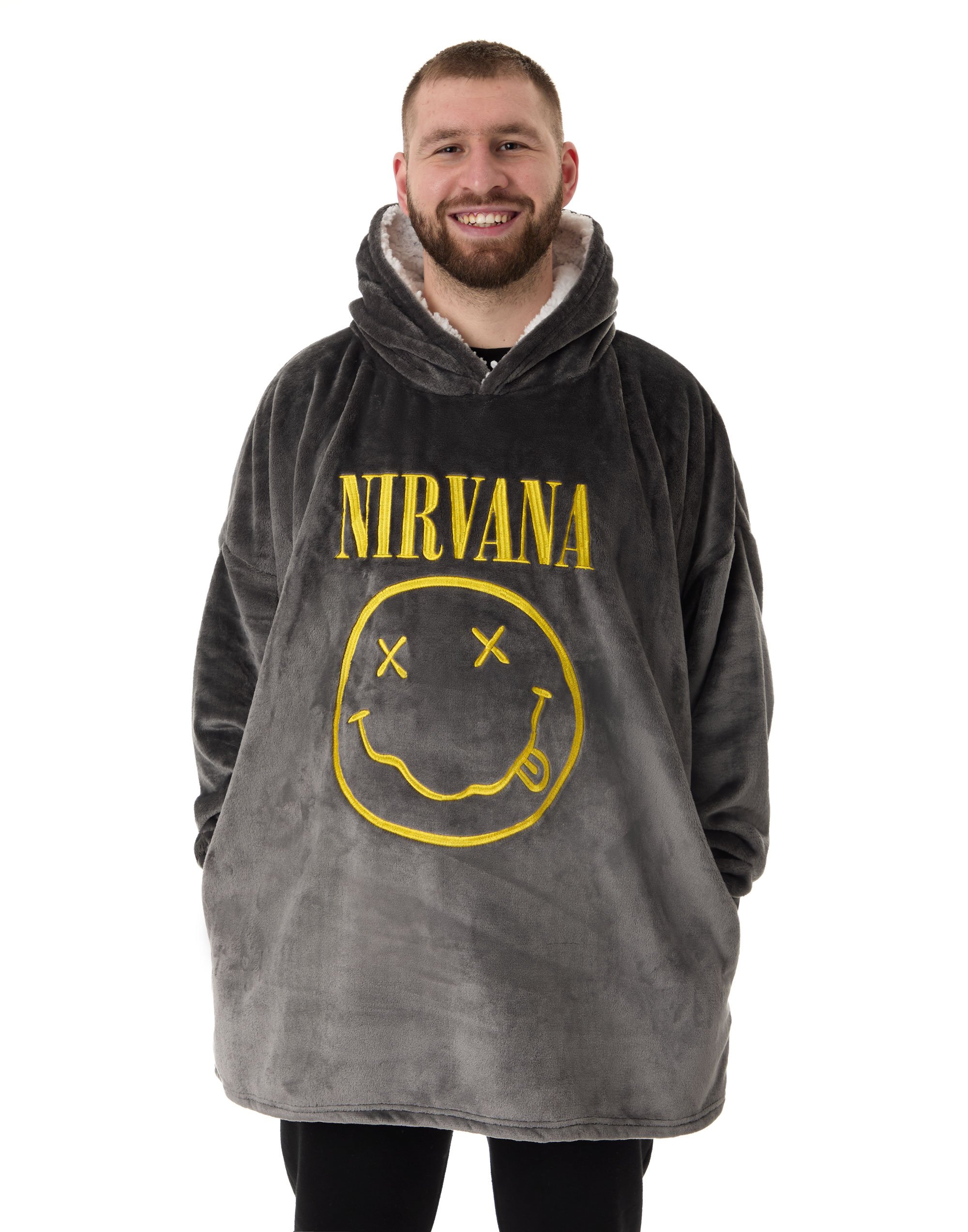Nirvana Logo Adult Mens Blanket Hoodie - Black