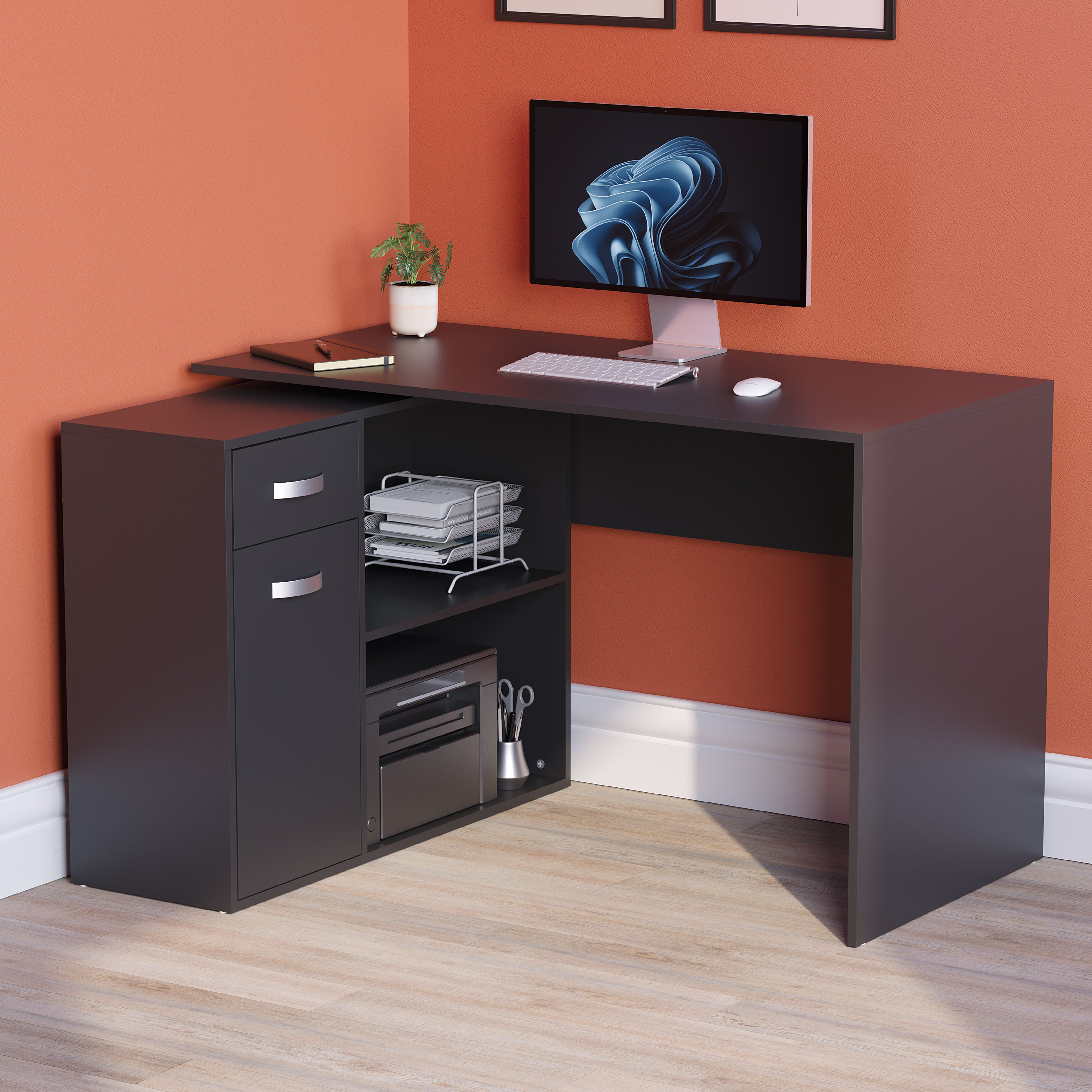 Vida Designs Longton Adjustable Computer Desk - Black