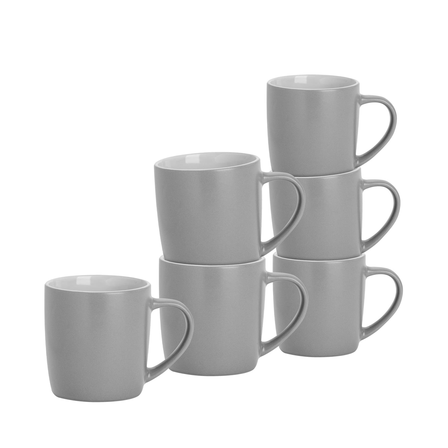 Argon Tableware Matt Coloured 350ml Coffee Mugs Pack of 6 - Grey