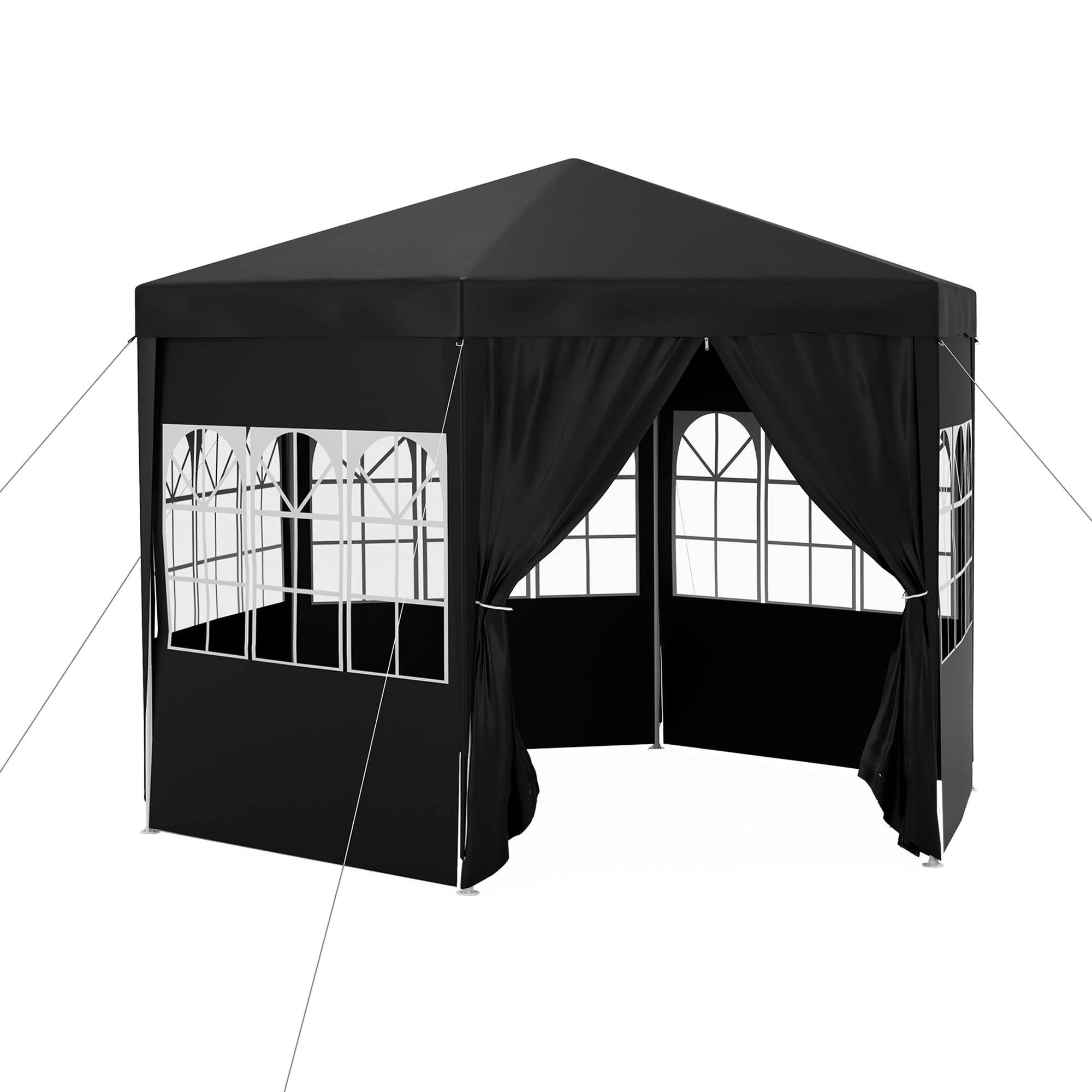 Outsunny Garden Gazebo with 6 Removable Side Walls for Outdoor Event - Black