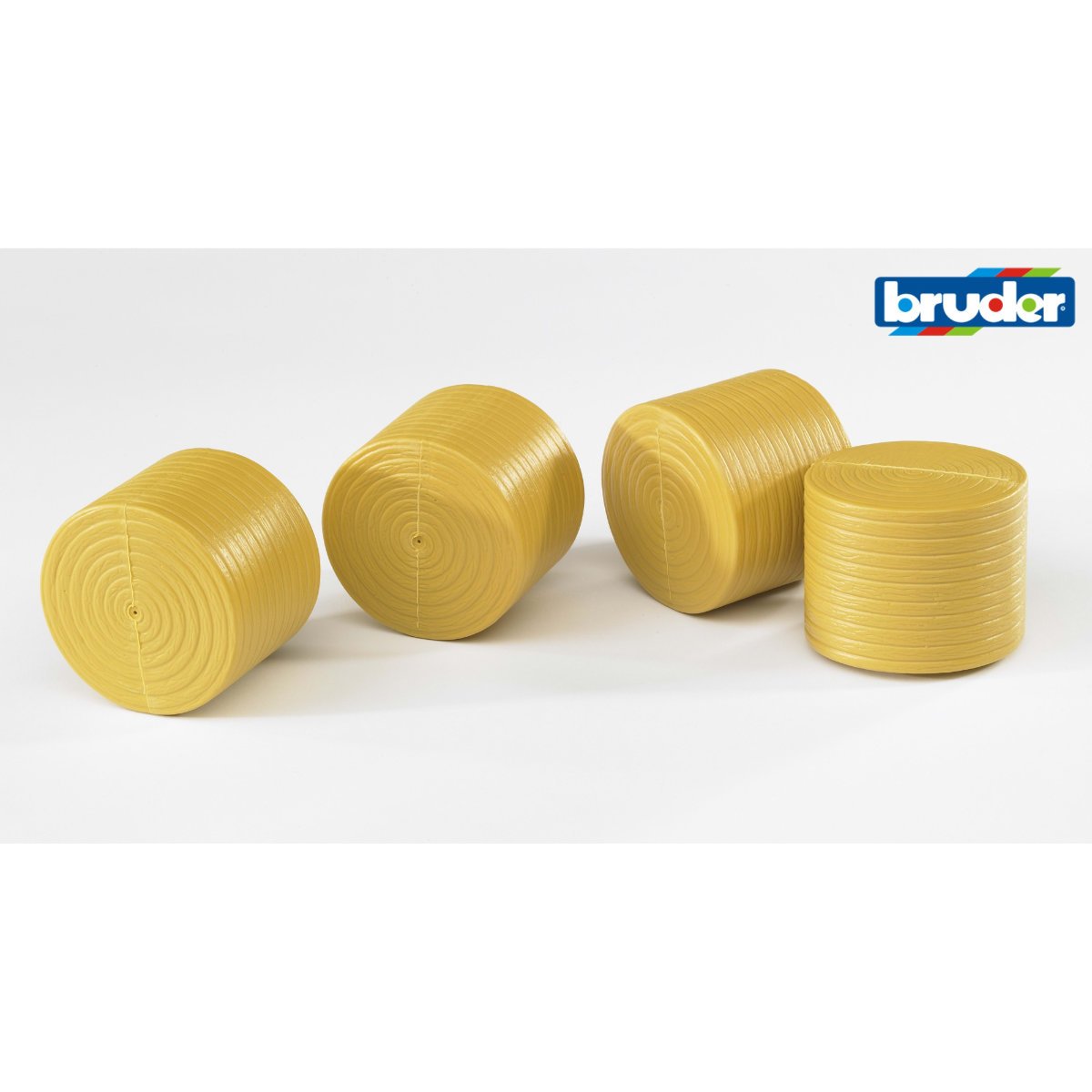 Bruder 1:16 4 Round Hay Bales for Claas Rolland 250 - Ochre