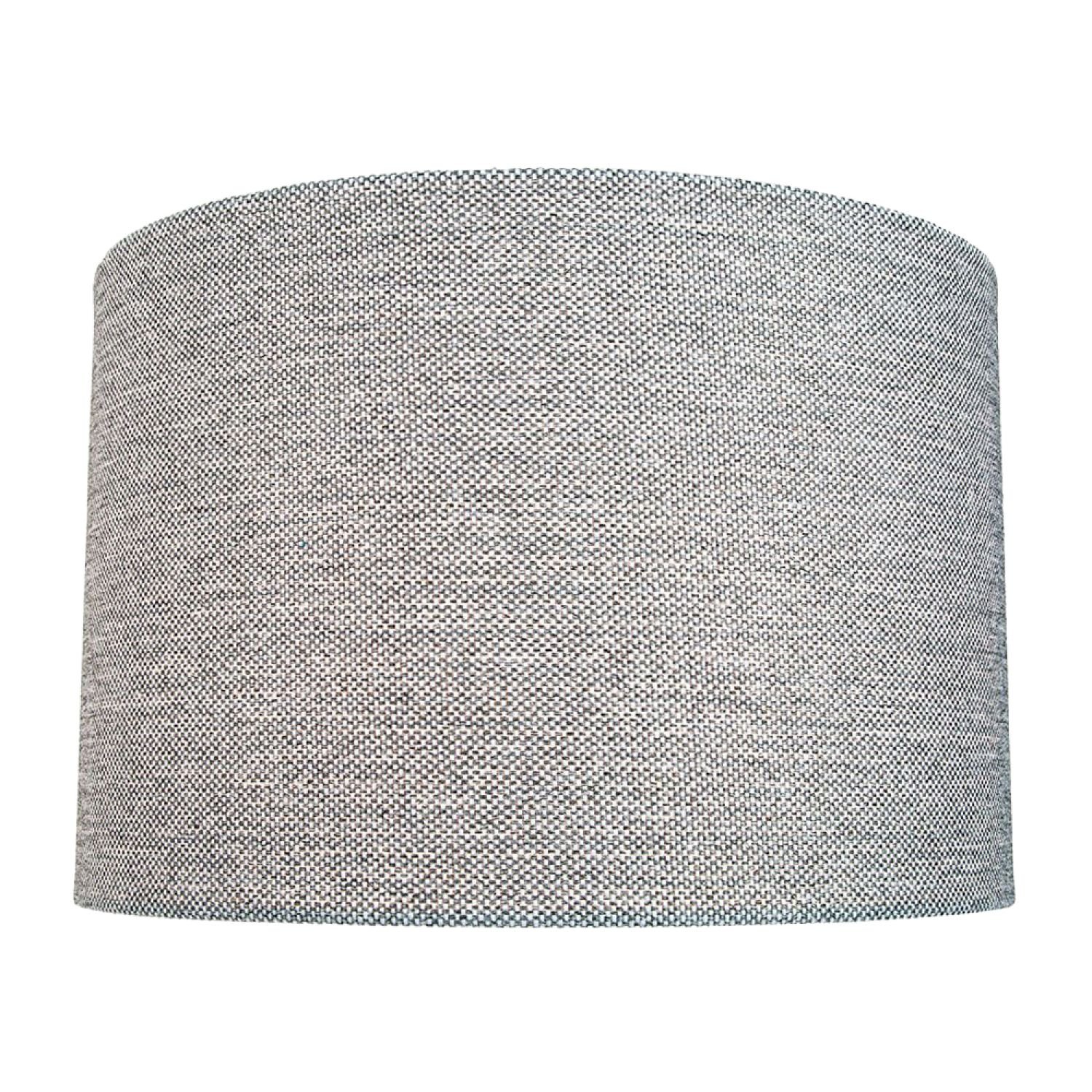 Happy Homewares Sleek Width Light Grey Linen Fabric Drum Lampshade - 30cm