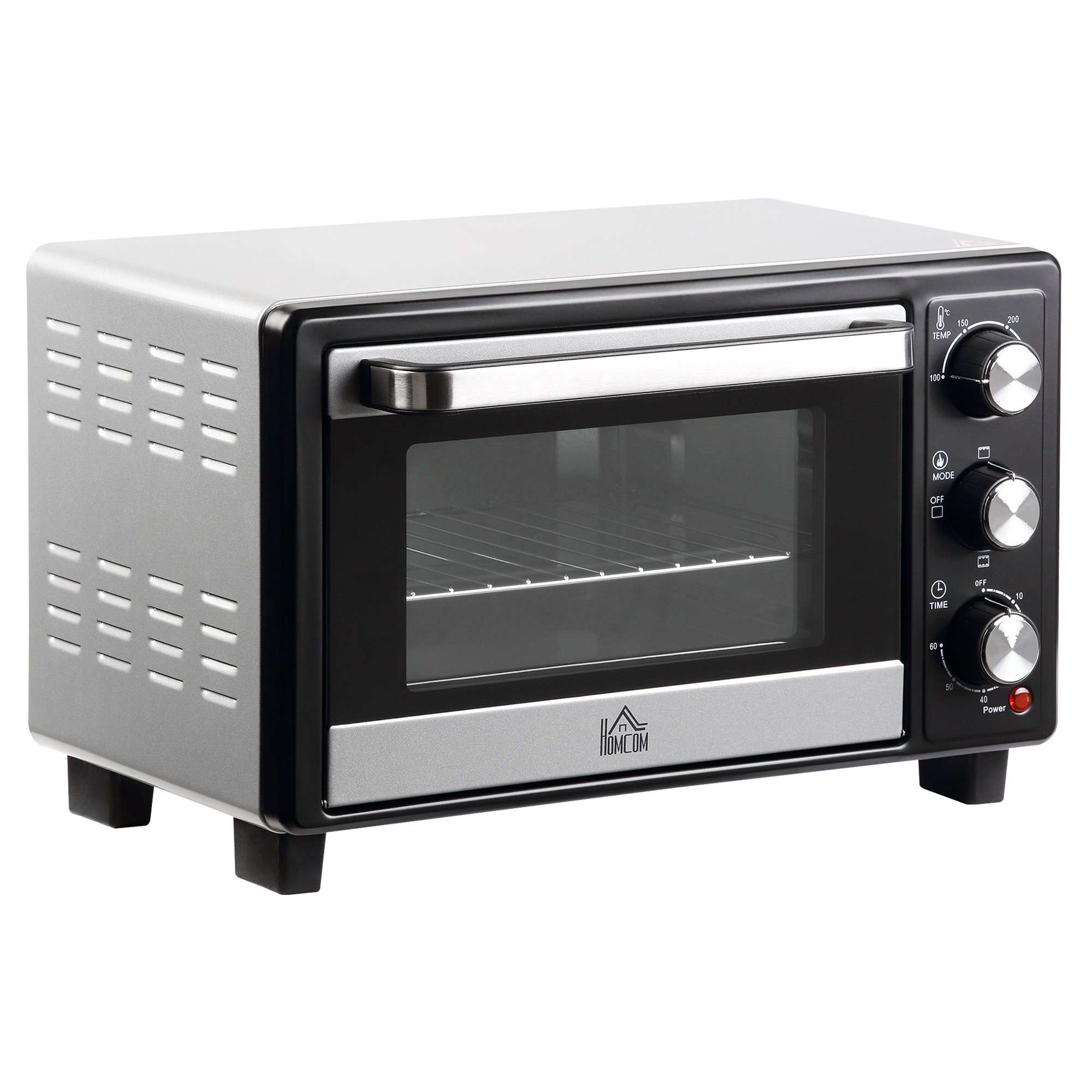 HOMCOM Mini Oven with Adjustable Temperature and Timer - Silver