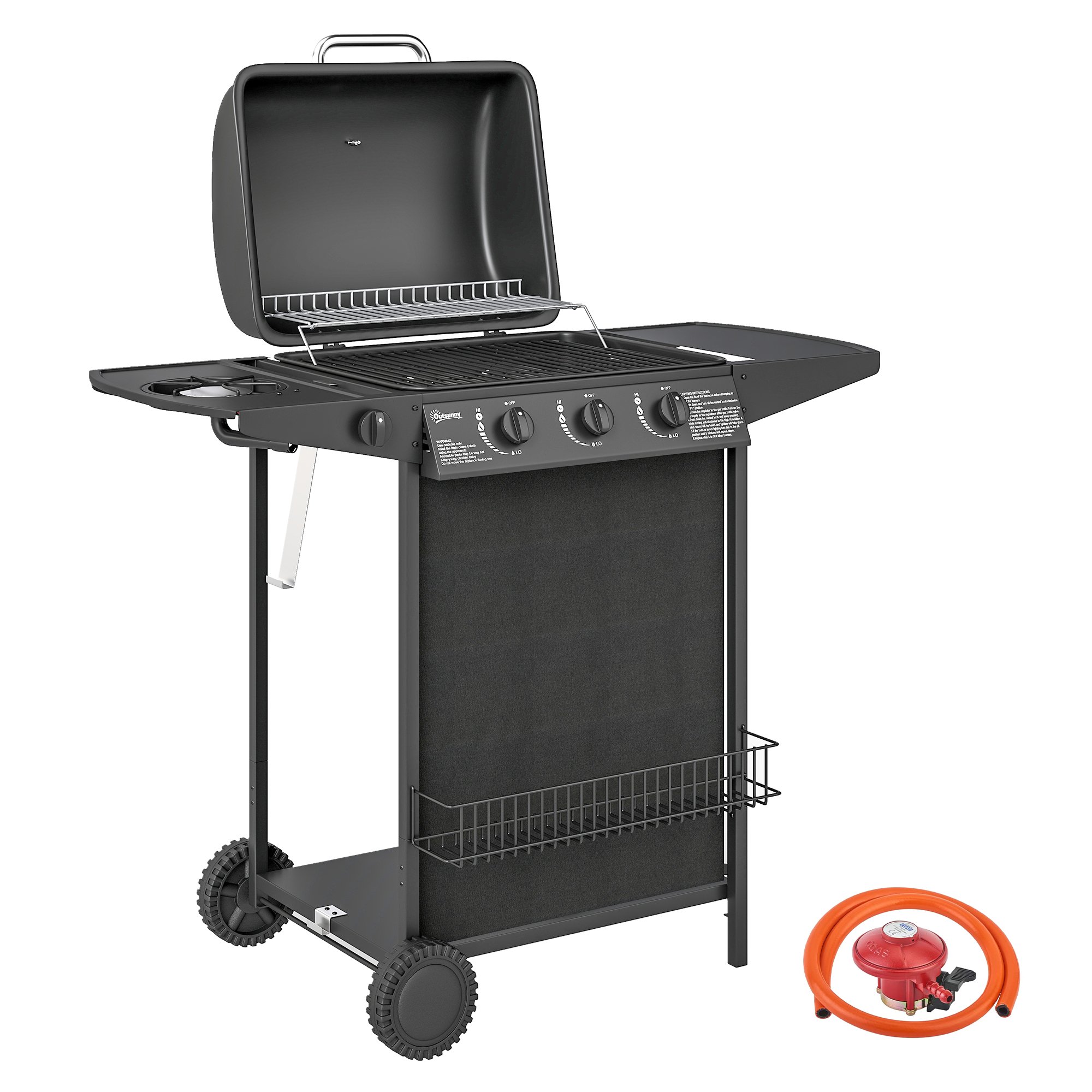 Outsunny Wheeled Gas Barbecue - Black
