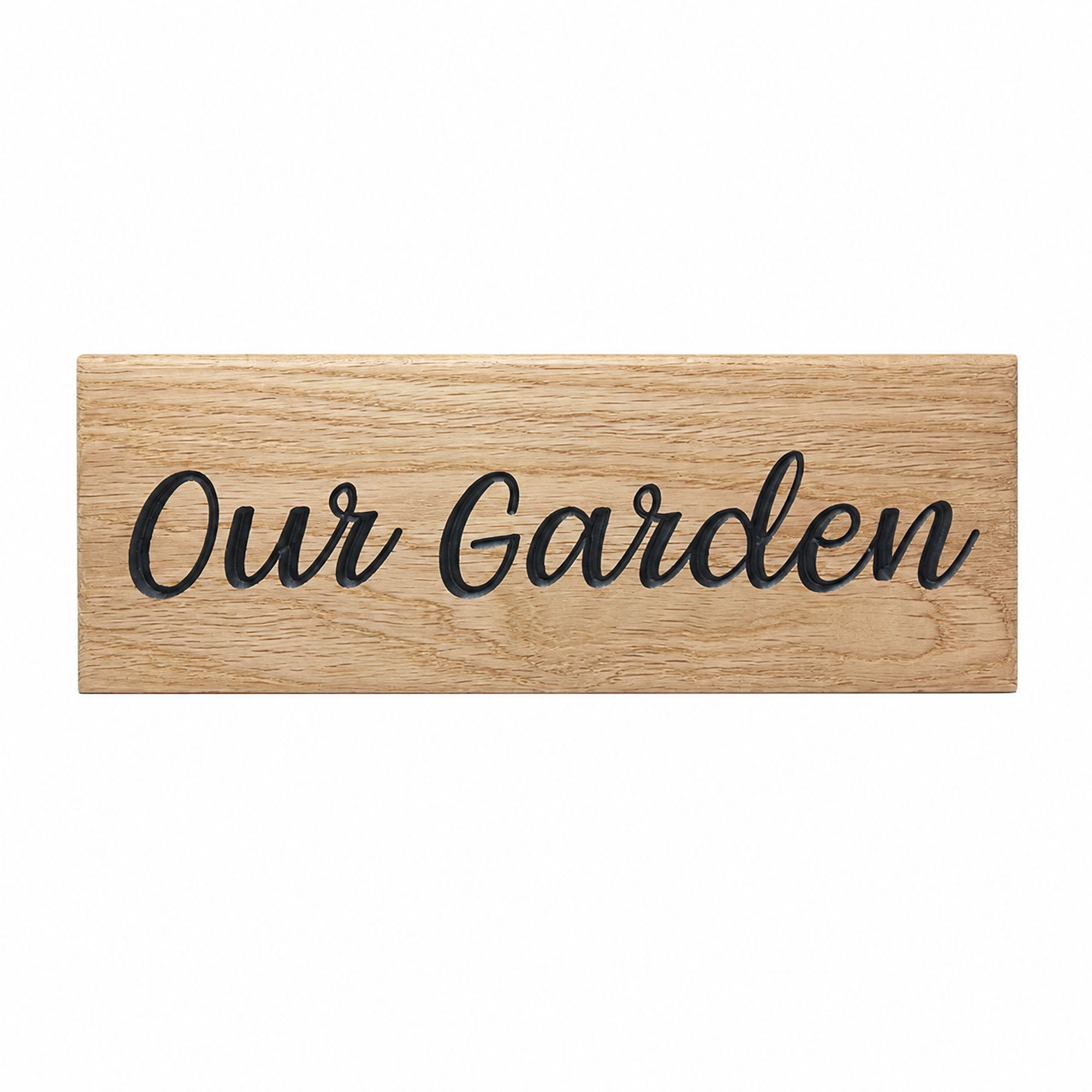 Peak Heritage Engraved Oak Sign - L30cm - Our Garden