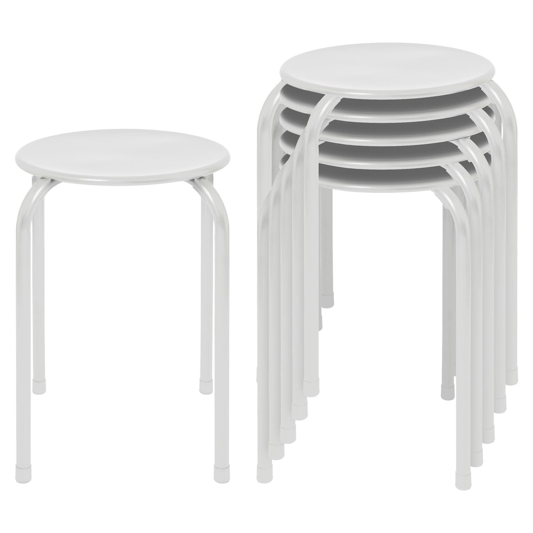 Harbour Housewares Metal Stacking Stools - Matt White - Pack of 6