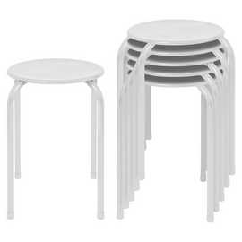 Harbour Housewares Metal Stacking Stools - Matt White - Pack of 6