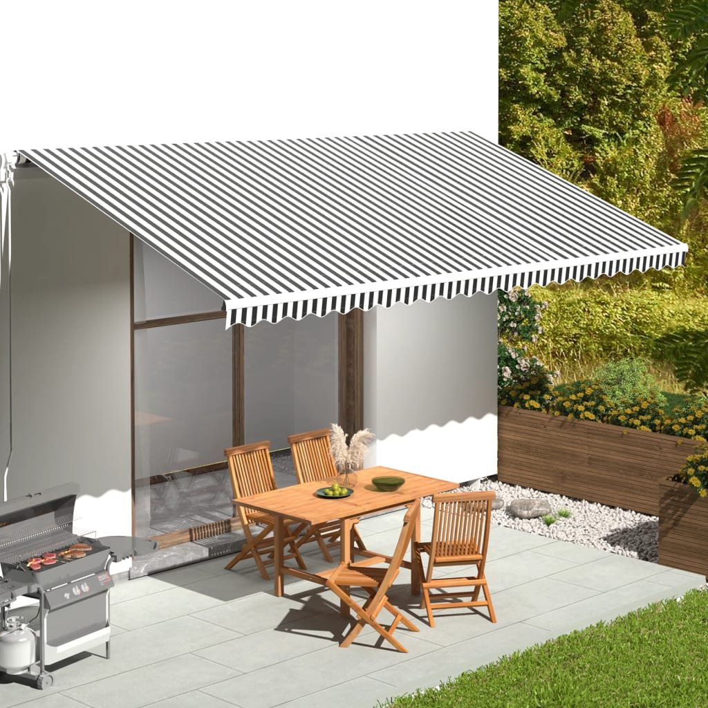 Walplus Polyester Awning Replacement Fabric - Anthracite and White - 600 x 300 c