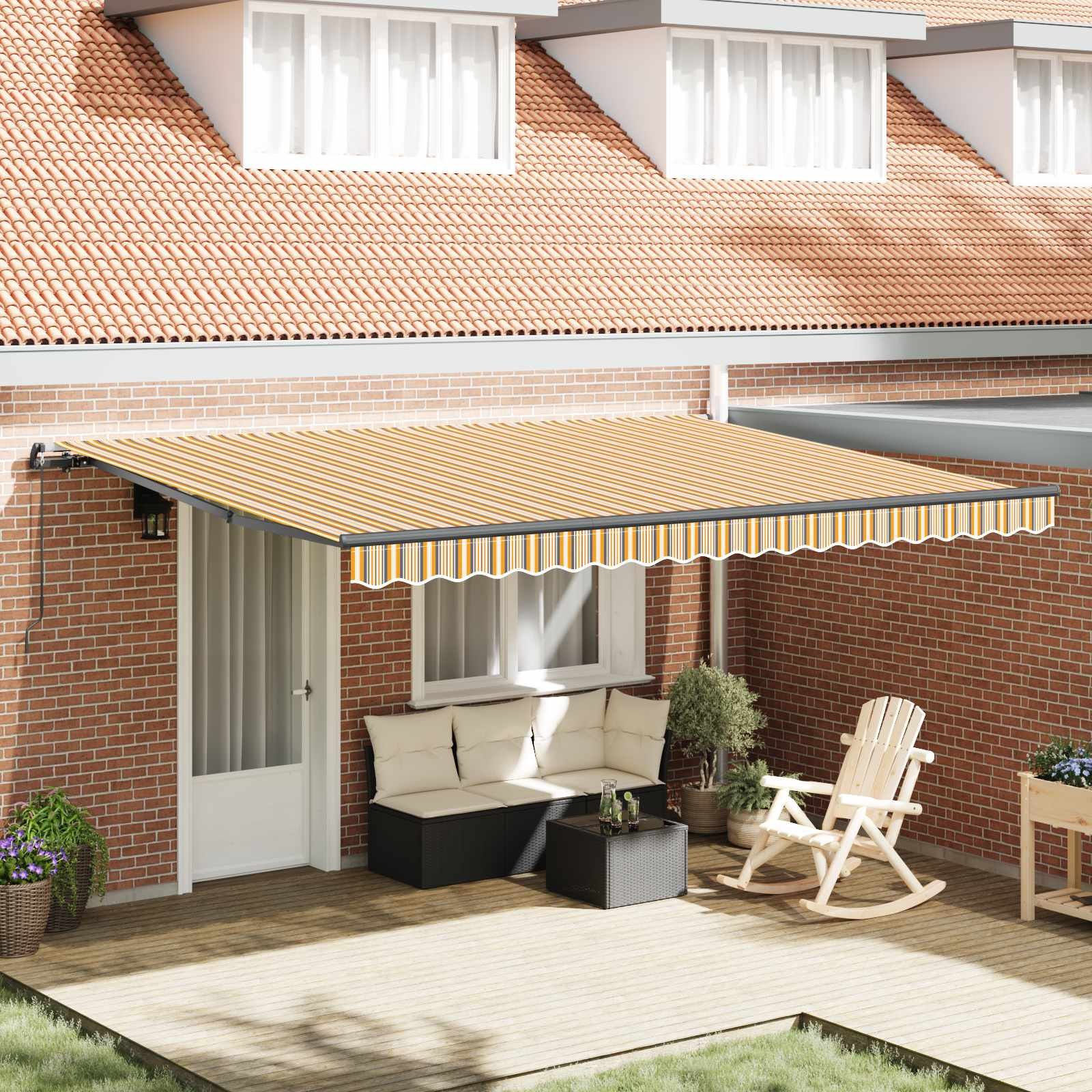 Walplus Aluminium Retractable Awning - Multicolour - 450 x 300 cm