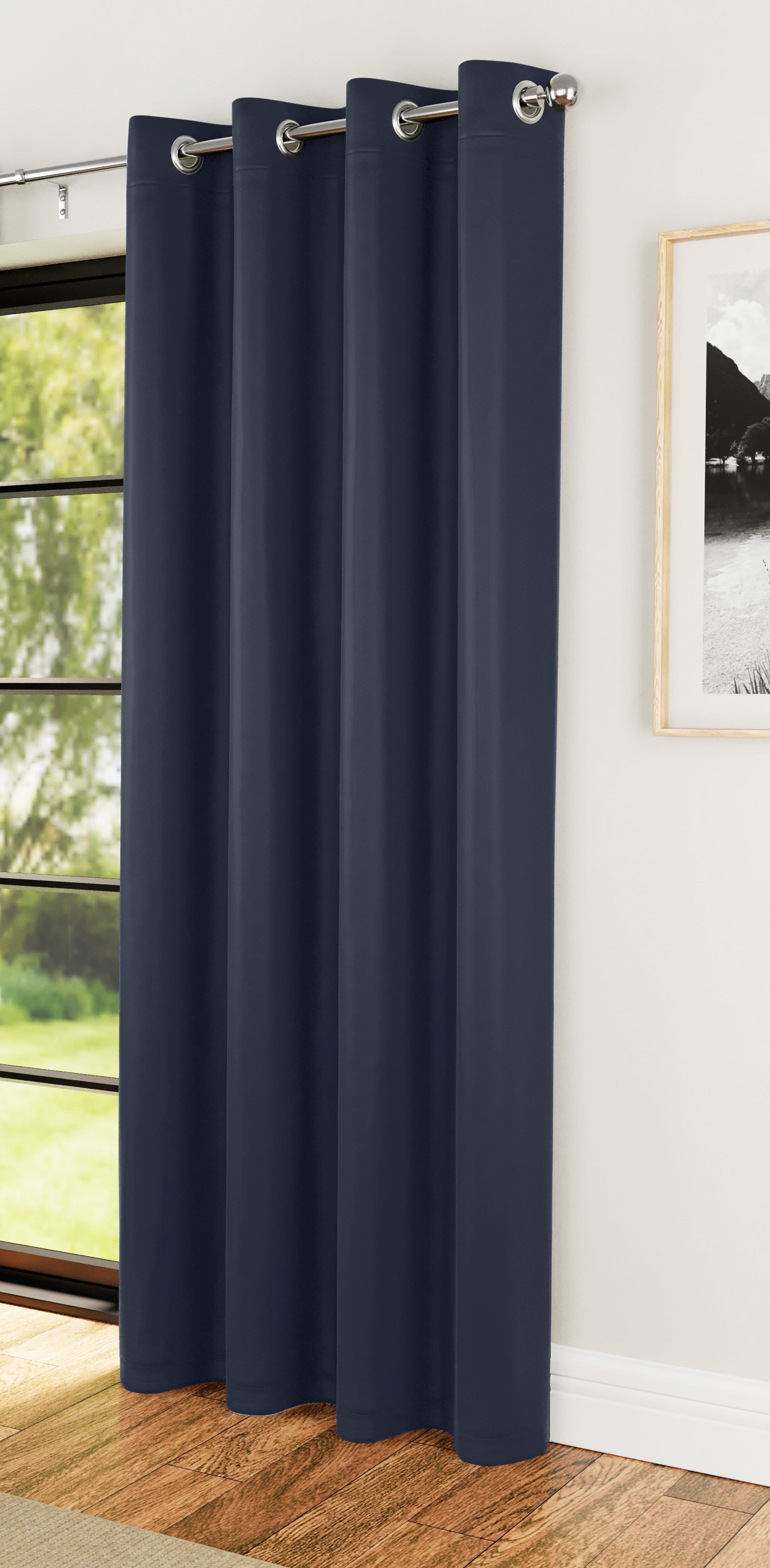 Enhanced Living Luna Plain Single Door Eyelet Curtains - 168 x 214cm - Navy