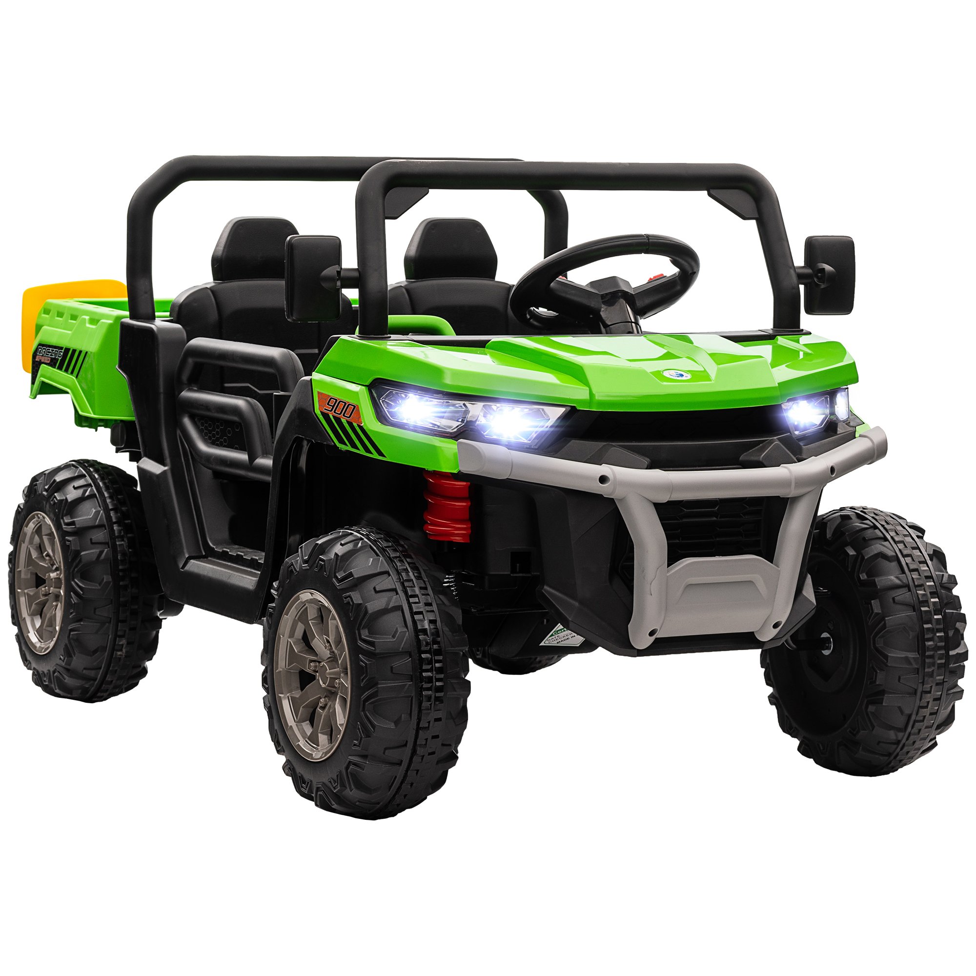 HOMCOM 12V 2 Seater Parental Remote Electric Bucket Kids Ride on Car – Green