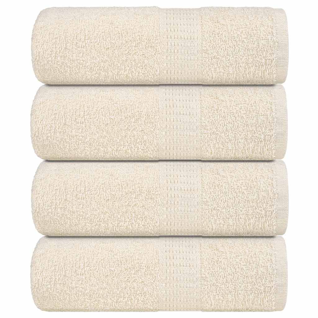 Walplus Pack of 4 Cotton Wash Towels - Cream - 30 x 30 cm