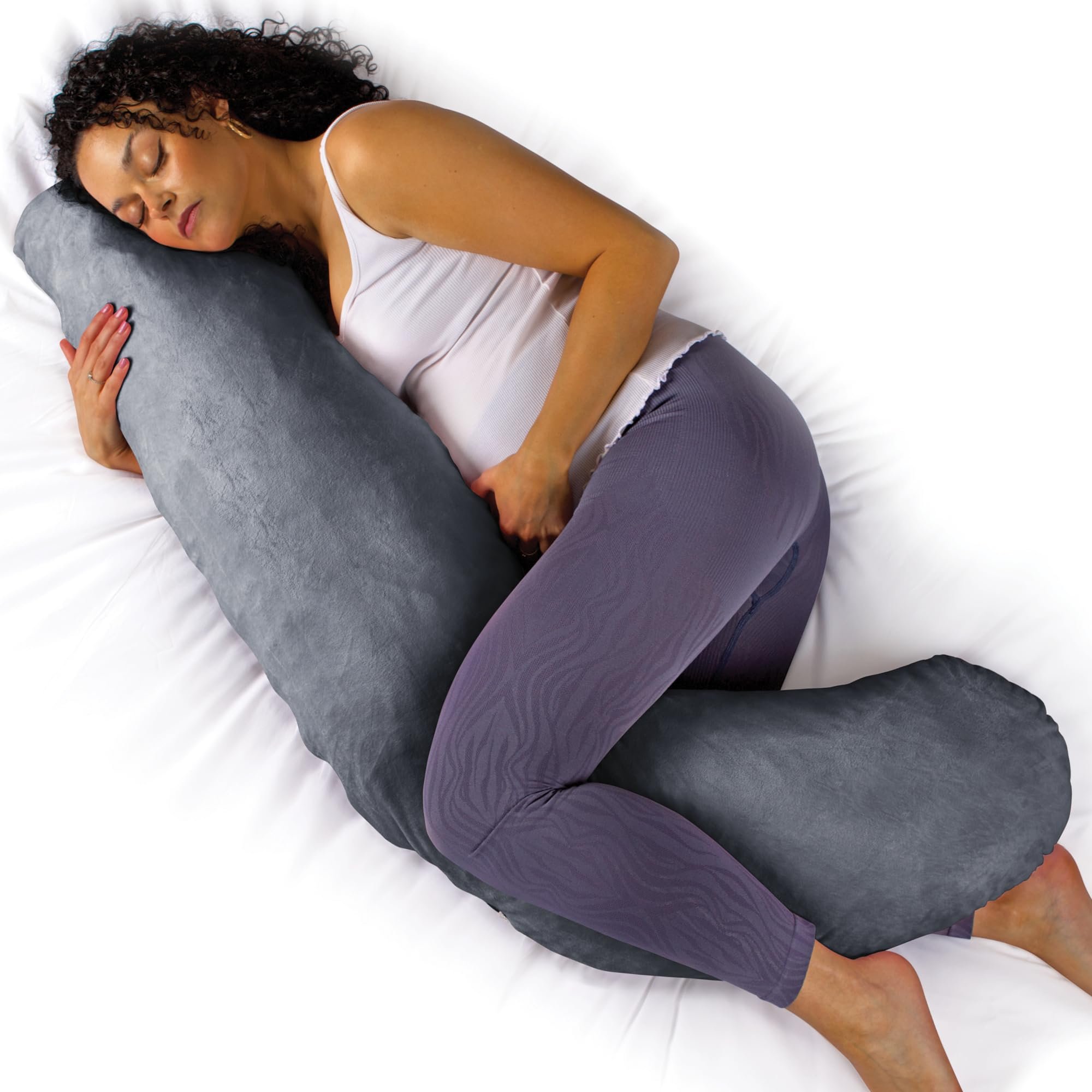 Aamira L Shape Memory Foam Pregnancy Pillow 145cm - Dark Grey