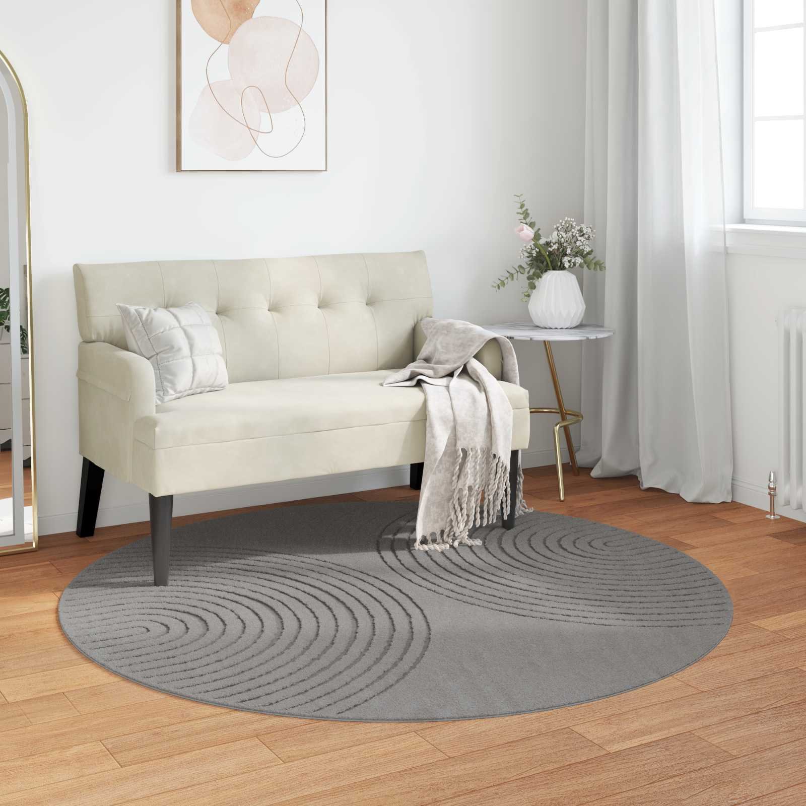 Walplus Galati Polyester Round Area Rug - Grey - 120 x 120 cm