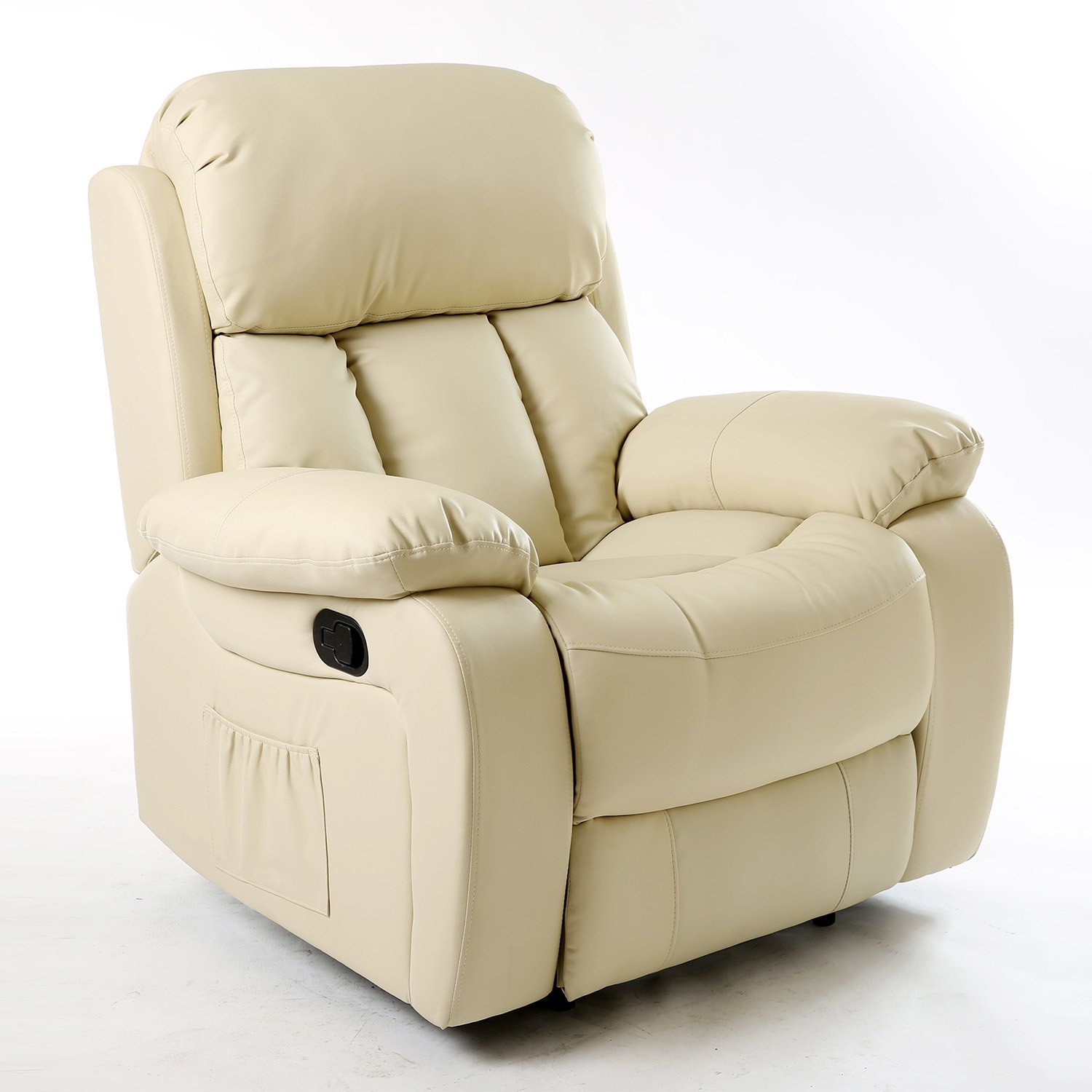 Furniture Online Chester Bonded Leather Manual Recliner Chair - Cream