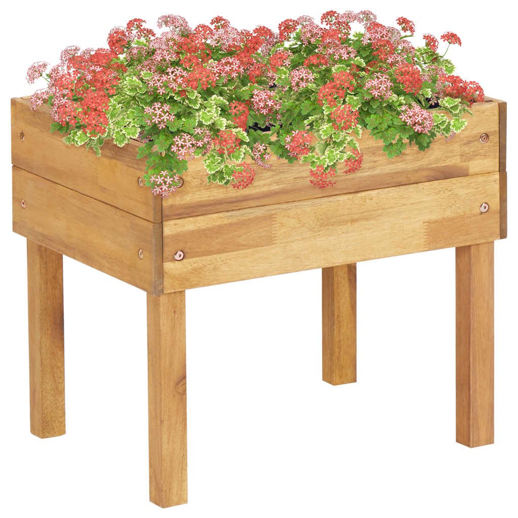 Walplus Acacia Wood Raised Garden Bed - Natural Wood Colour - 50 x 40 x 45 cm