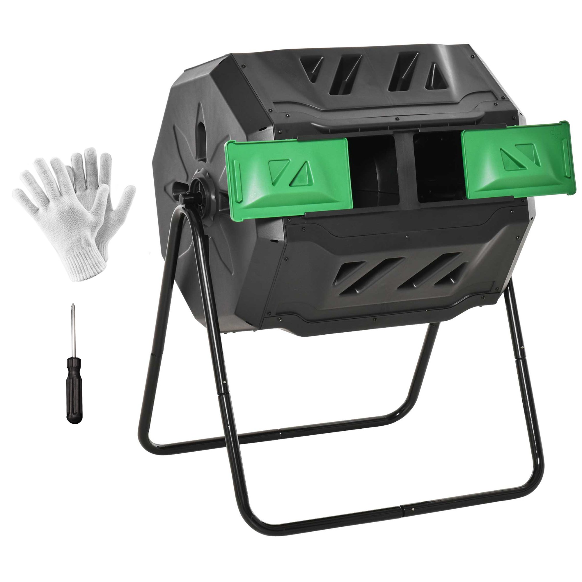Outsunny 160L 360° Rotating Tumbling Composter Bin - Black