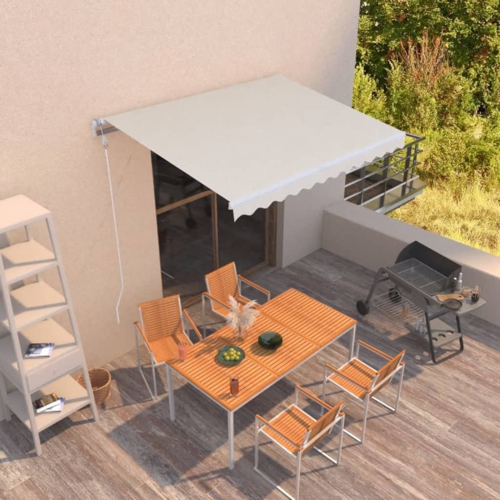 Walplus Manual Polyester Retractable Awning - Cream - 350x250 cm