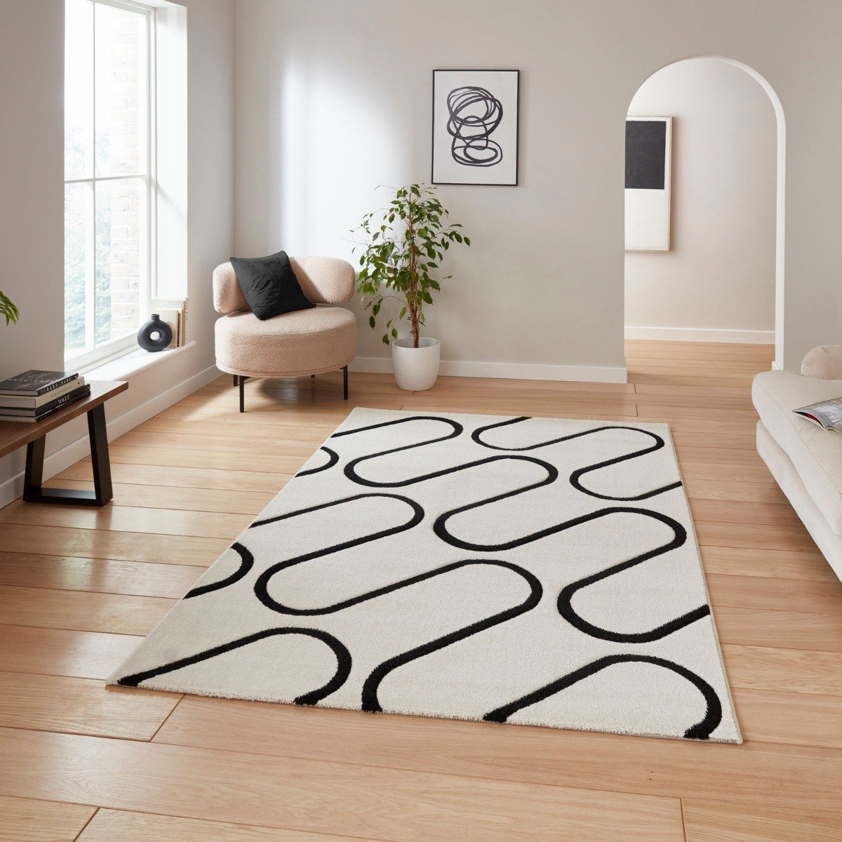 Mega Flooring White Modern Geometric Rug - 160 x 230cm