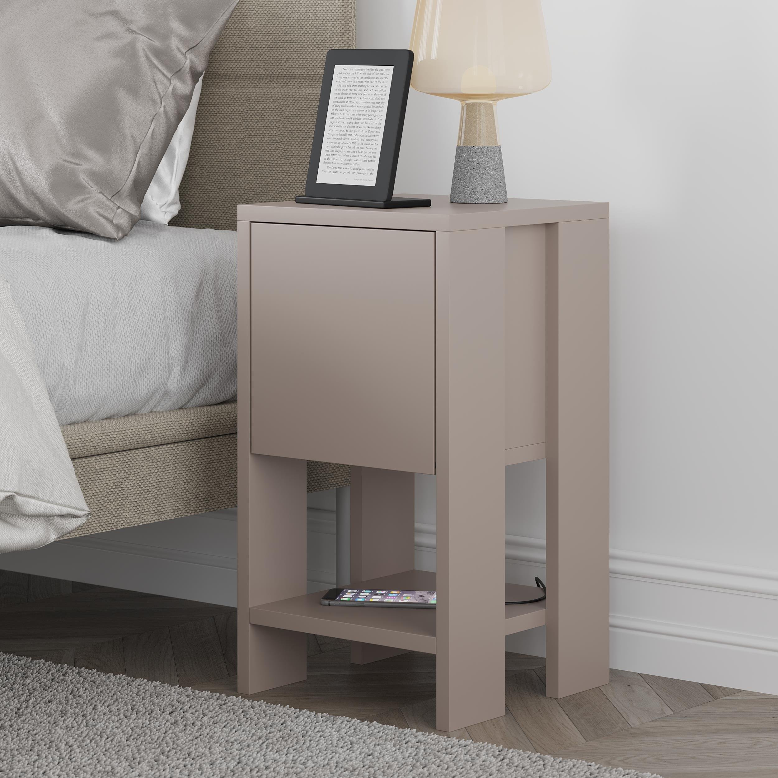 Decortie Ema Melamine-Coated Particleboard Bedside Table - Mocha