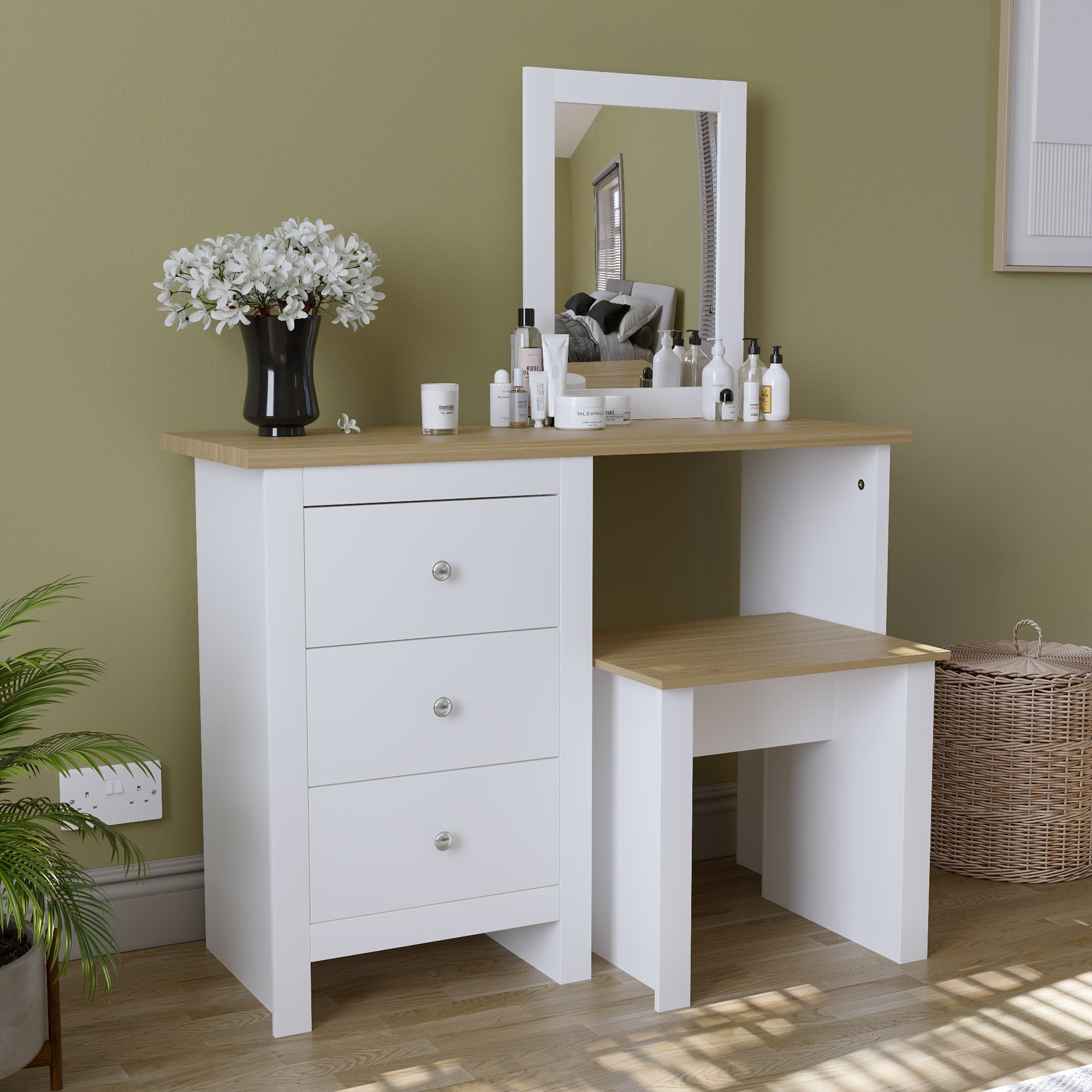 Vida Designs Arlington Dressing Table Set - White