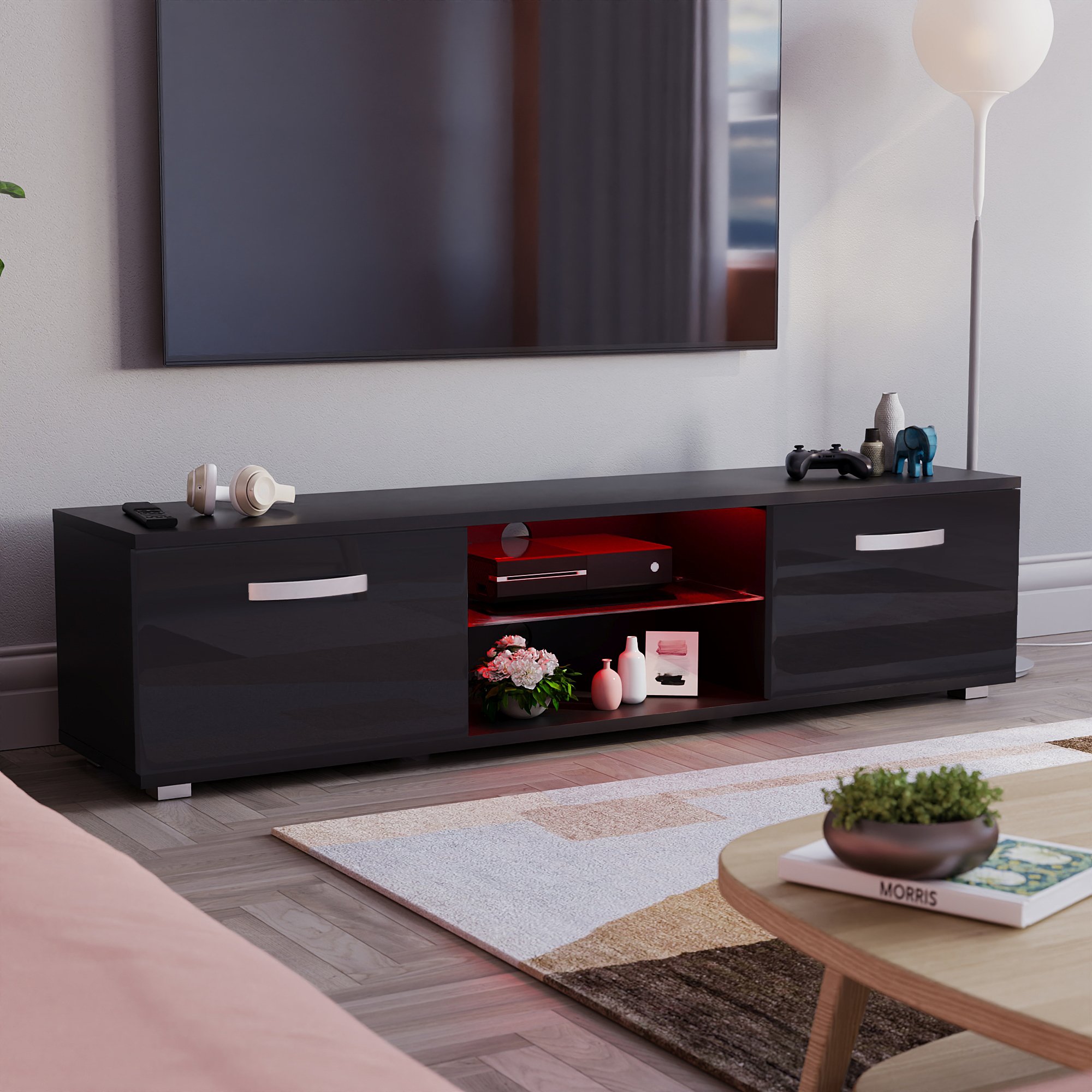 Vida Designs Cosmo 2 Door LED TV Unit - 160cm - Black