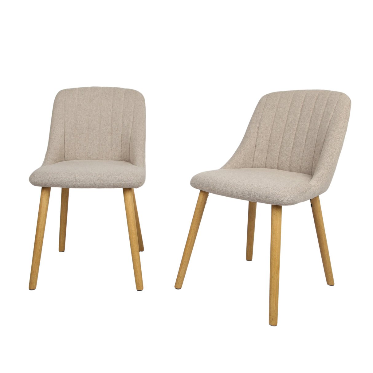 HomeGardenDirect Emilia Textured Linen Dining Chair Set of 2 - Beige