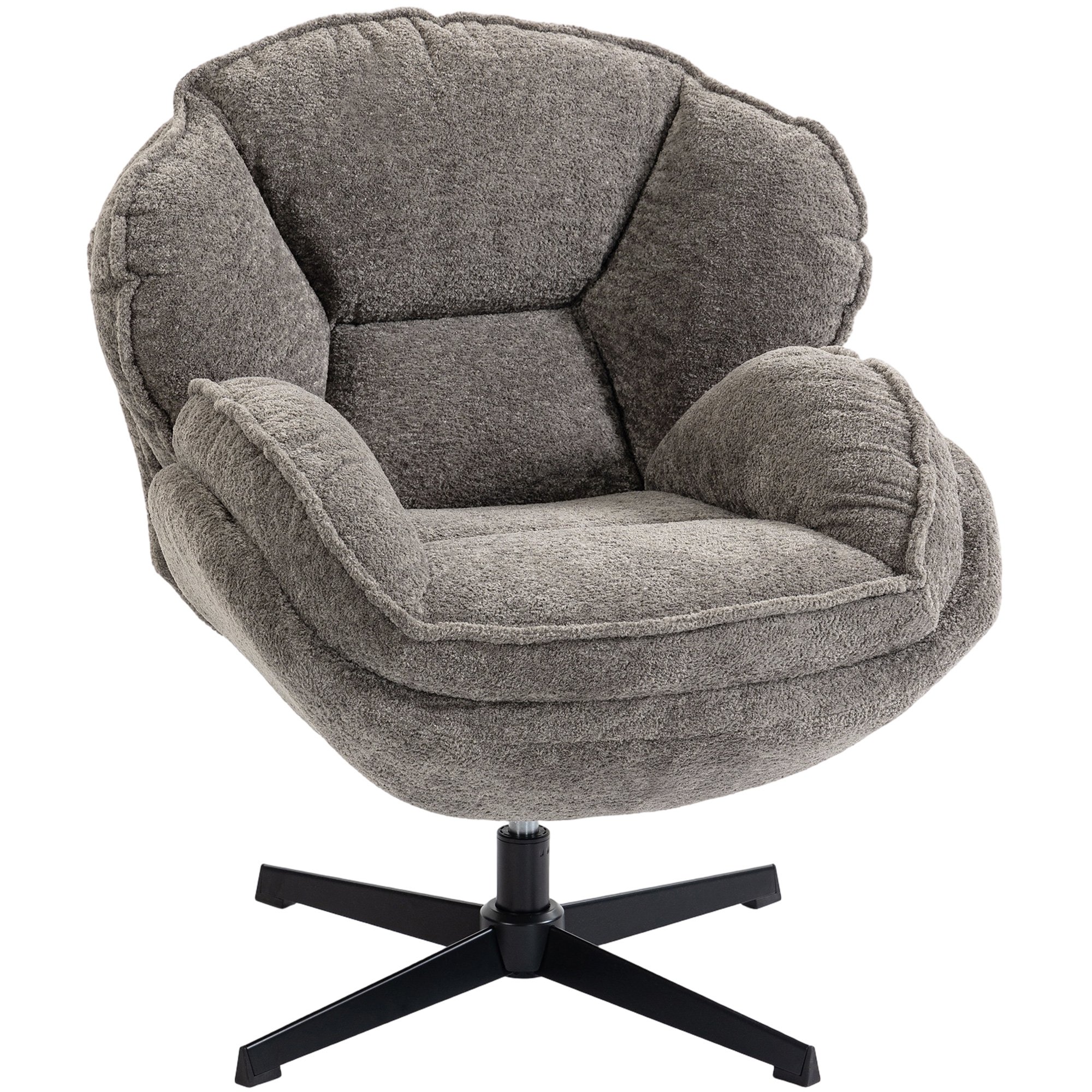 HOMCOM Velvet Modern Swivel Accent Chair for Living Room - Grey