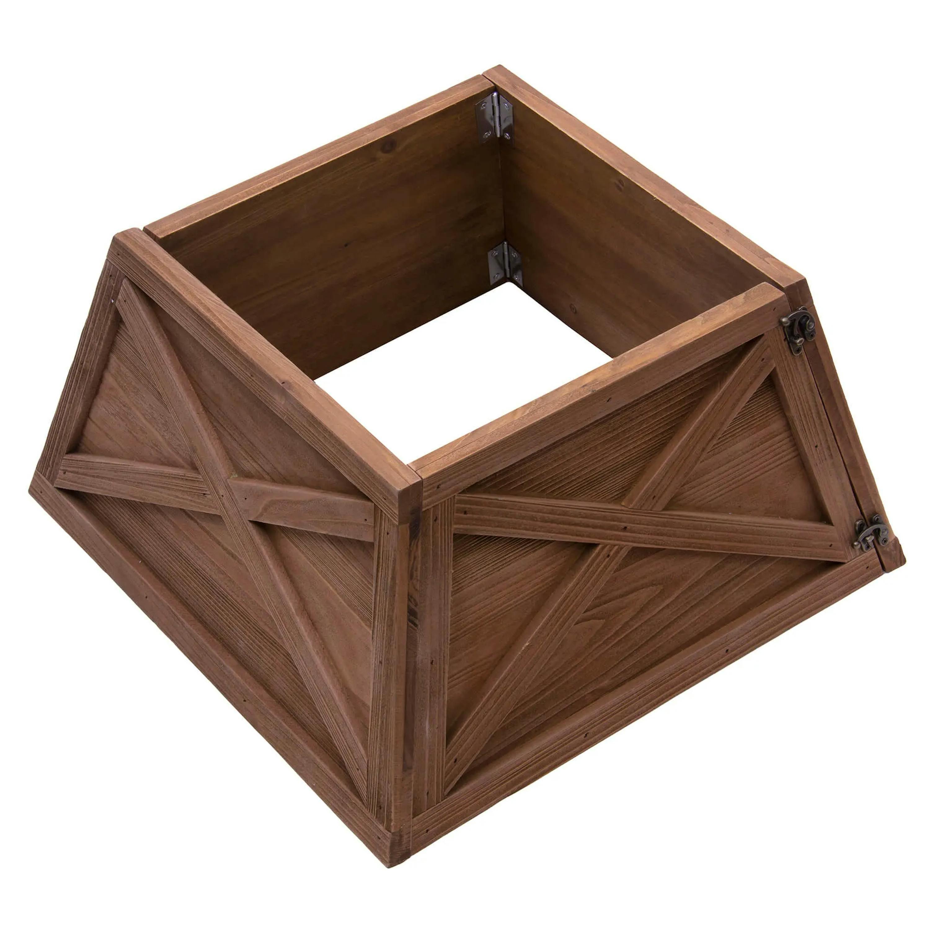 Christmas Tree World 46cm Wooden Christmas Tree Skirt - Brown