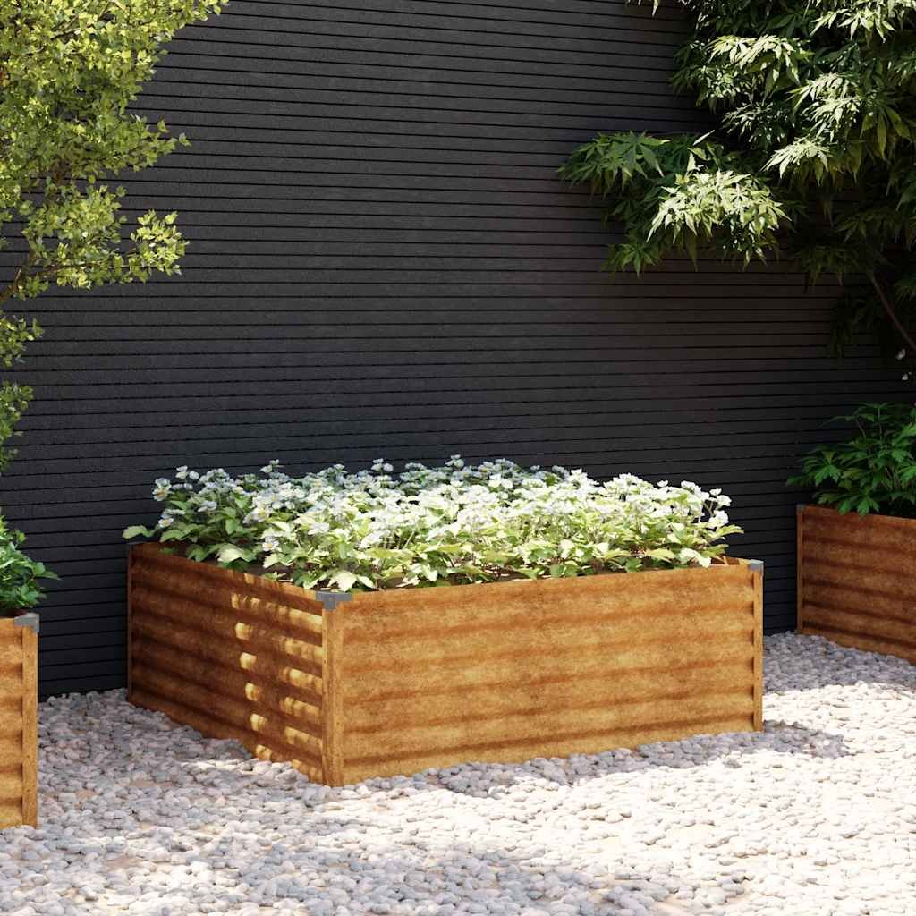 Walplus Corten Steel Raised Garden Bed - Rusty - 100 x 100 x 36 cm