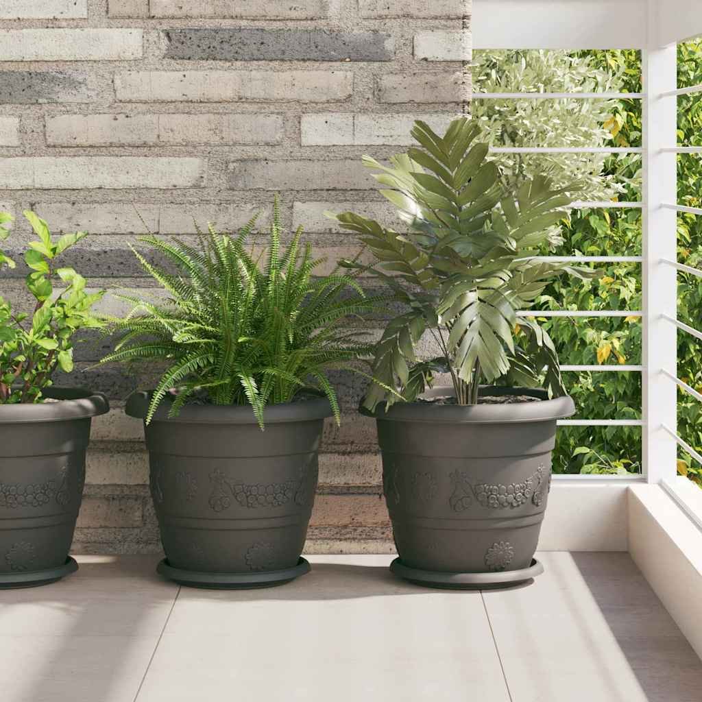 Walplus Pack of 24 Plastic Round Planter Tray - Black - 21.5 x 21.5 x 2.5 cm