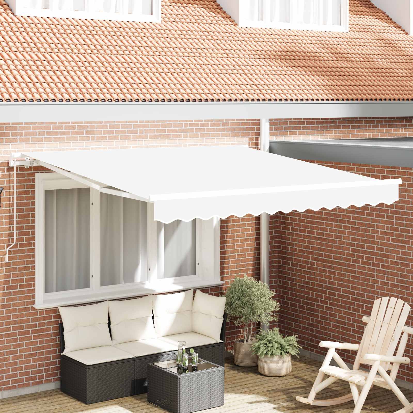 Walplus Aluminium Retractable Awning - White - 300 x 250 x 165 cm