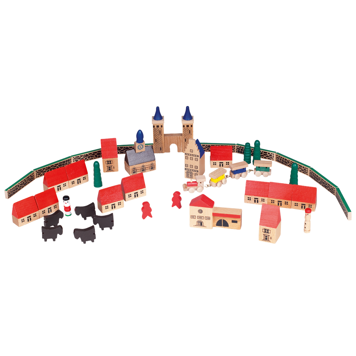 Goki My Little Village Wooden Toy Playset - 46 Piece