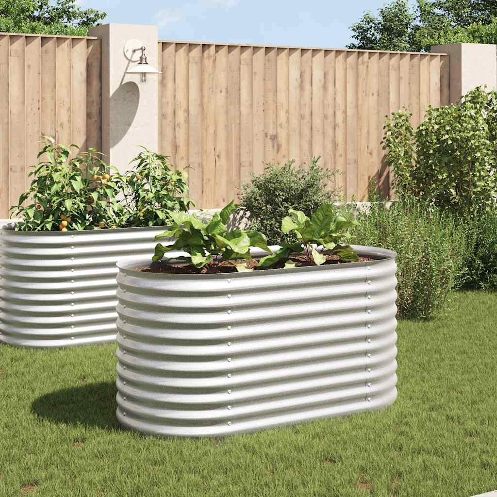 Walplus Galvanised Steel Raised Garden Bed - Silver - 160 x 80 x 81 cm
