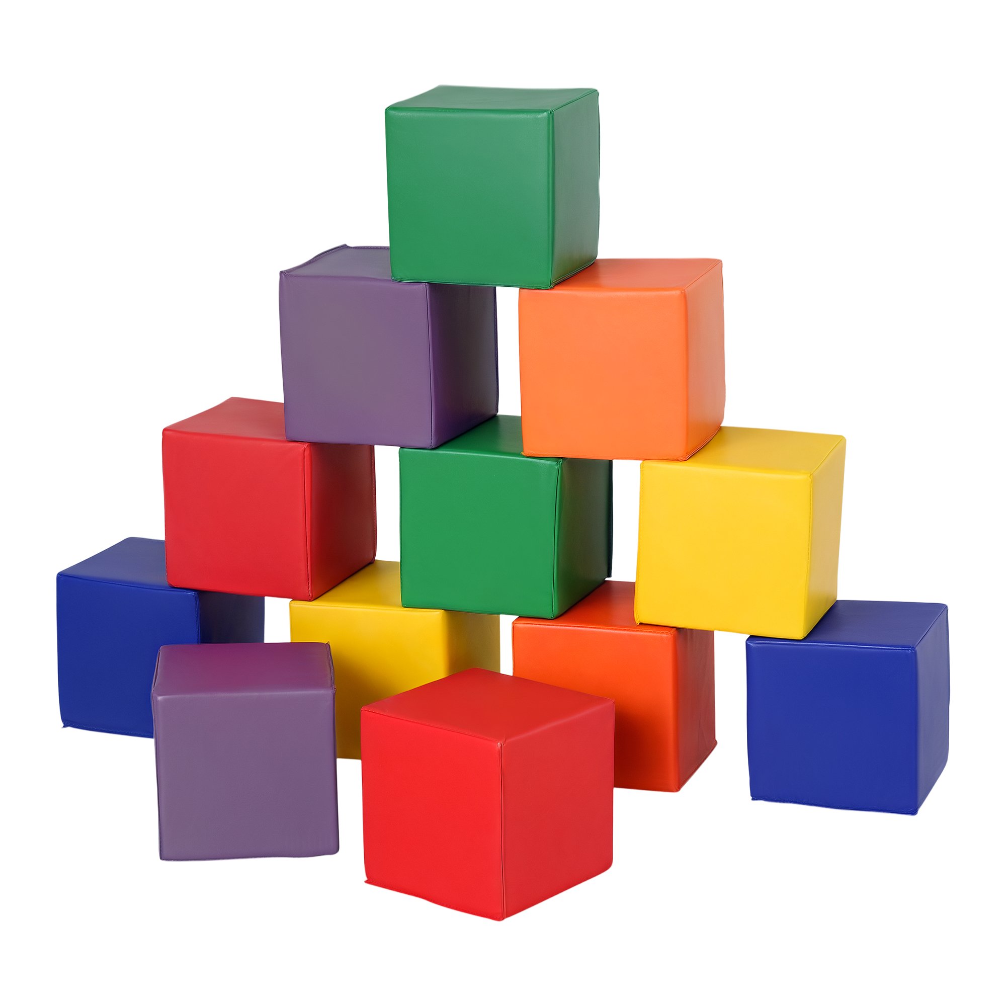 HOMCOM 12 Piece Foam Building Stacking Kids Soft Play Set - Red