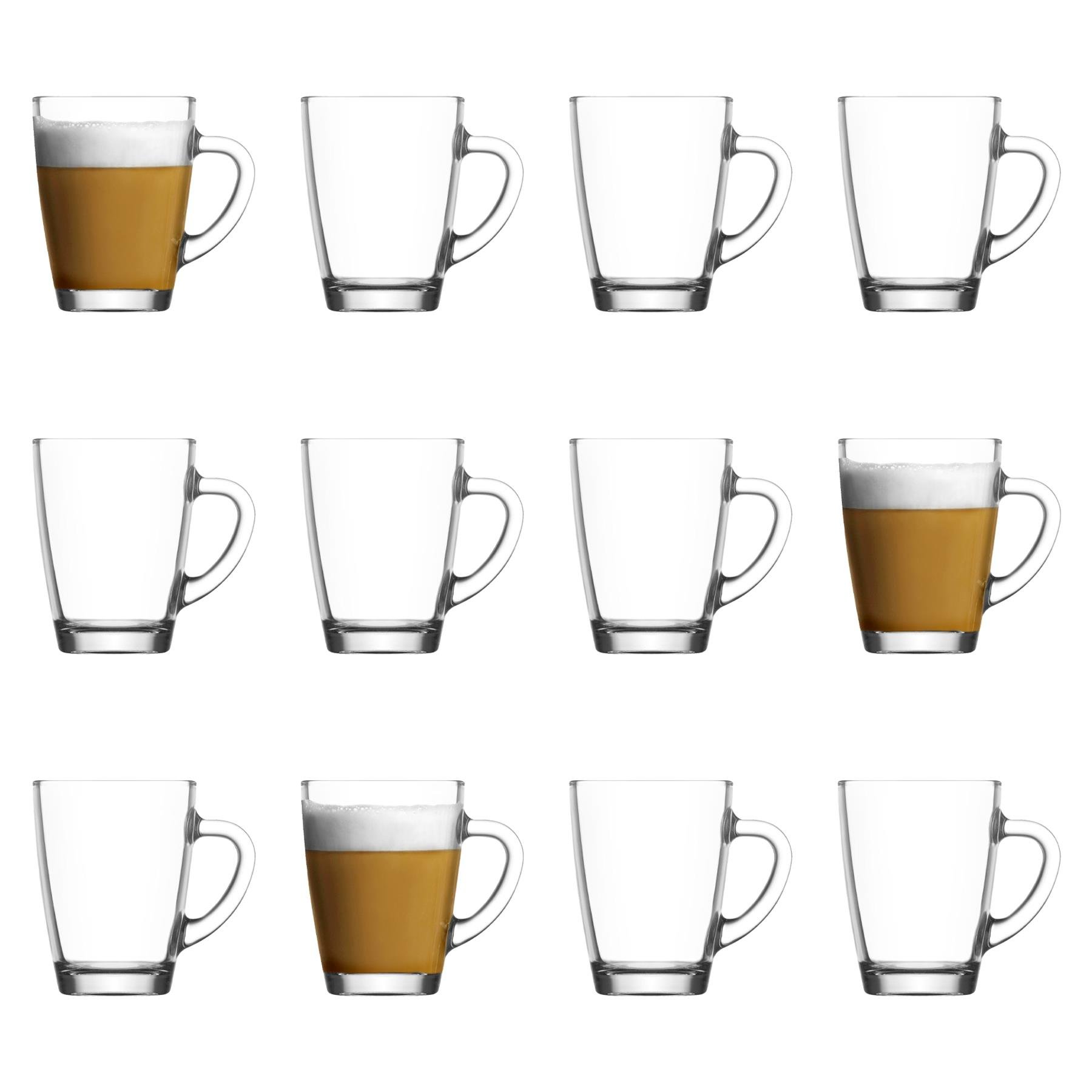 LAV Vega Glass Coffee Mugs - 300ml - Clear - Pack of 12