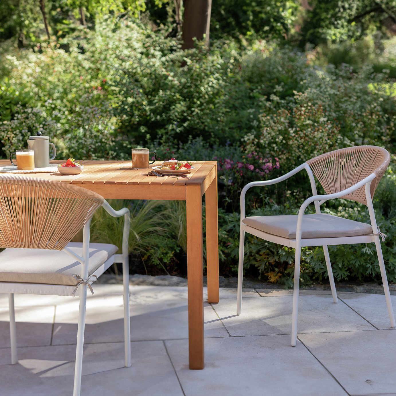 Habitat Elvas Set of 2 Rattan Effect Garden Chair - Natural