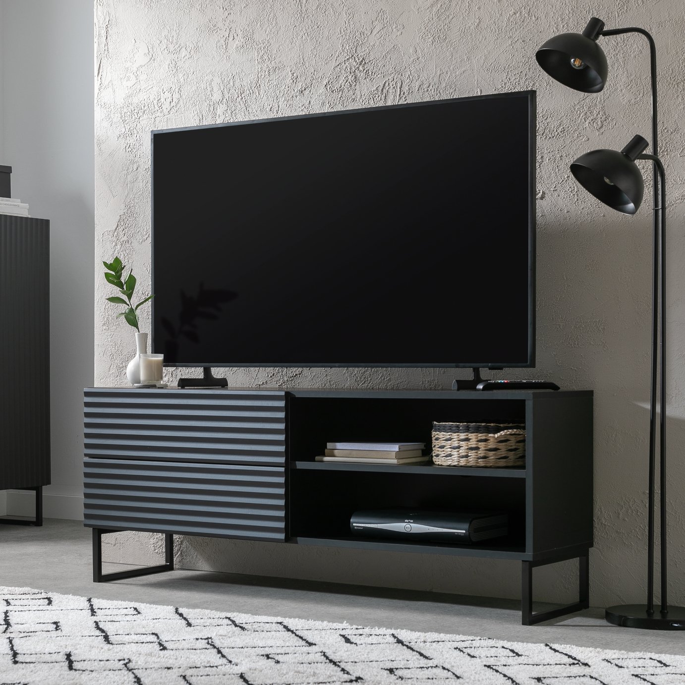 Habitat Tono 2 Drawer TV Unit - Black