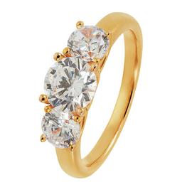 Revere 9ct Gold Plated Round Cubic Zirconia 3 Stone Ring