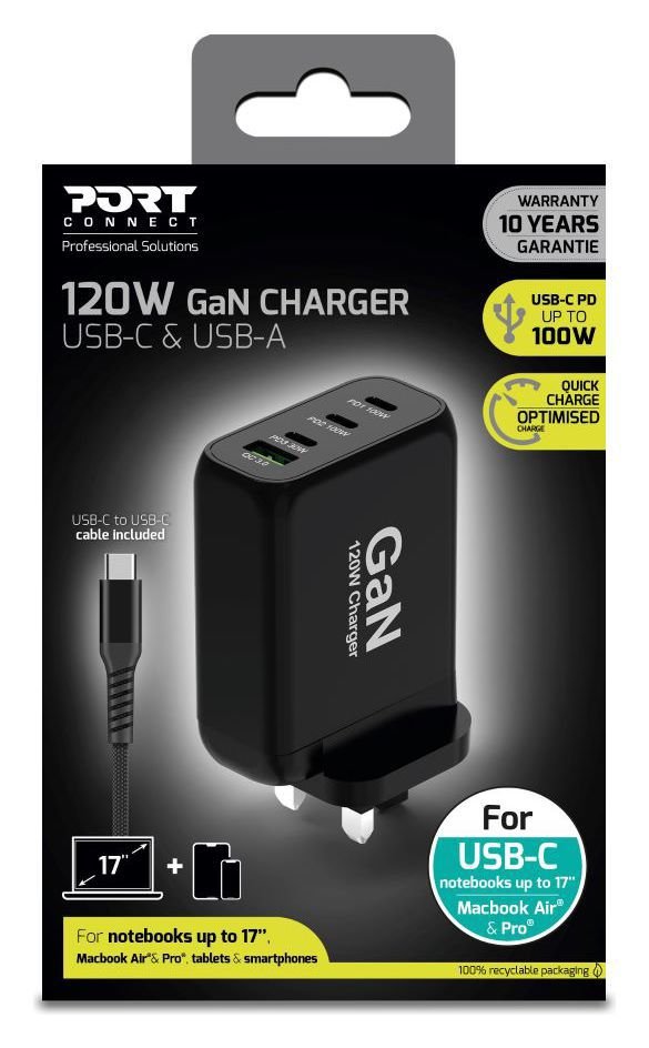 Port Connect 120W Type C UK Power Supply