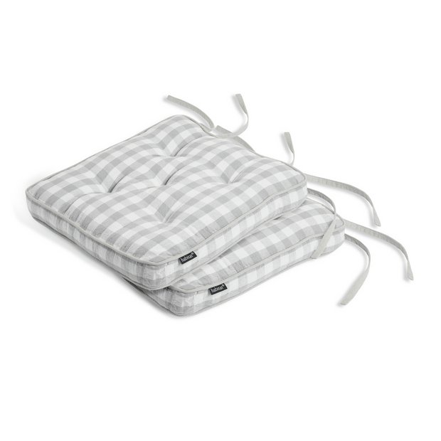 Buy Habitat Grey Gingham Pack of 2 Seat Cushion Grey Seat pads Habitat