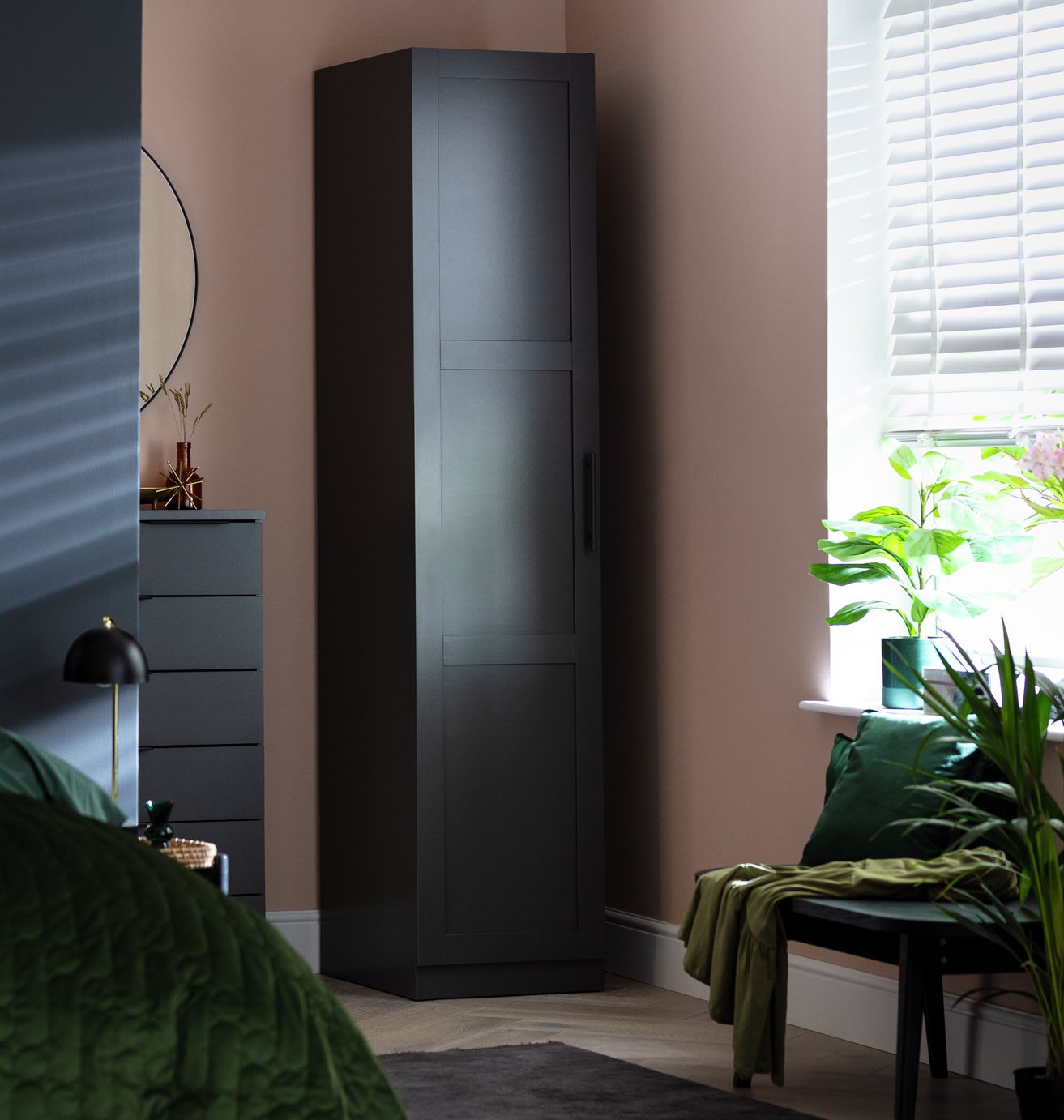 Habitat Munich Panelled 1 Door Wardrobe