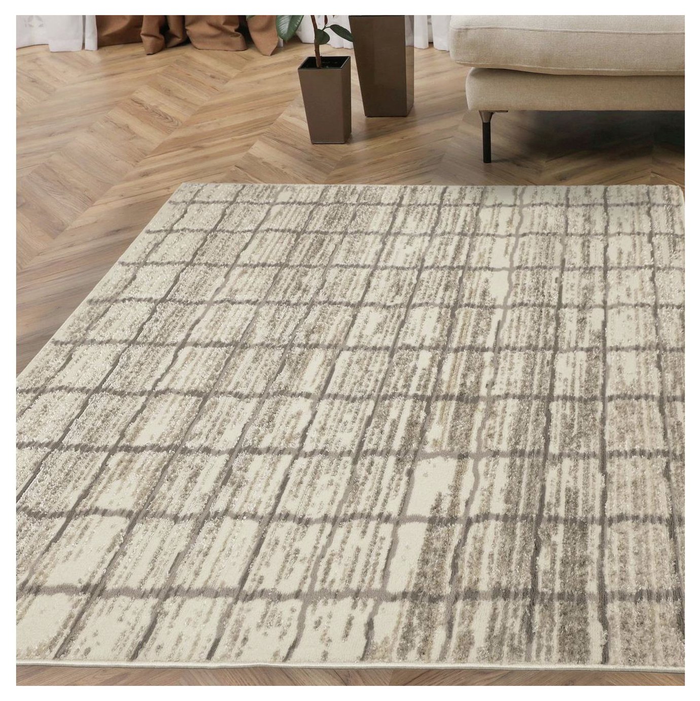 Homemaker Cadiz Abstract Grey Cut Pile Rug