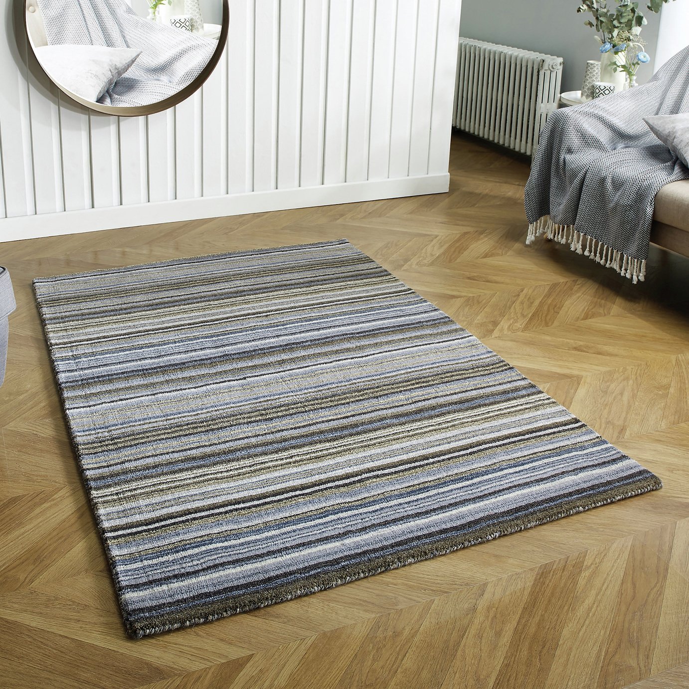 Homemaker Connor Skinny Stripe Wool Cut Pile Rug