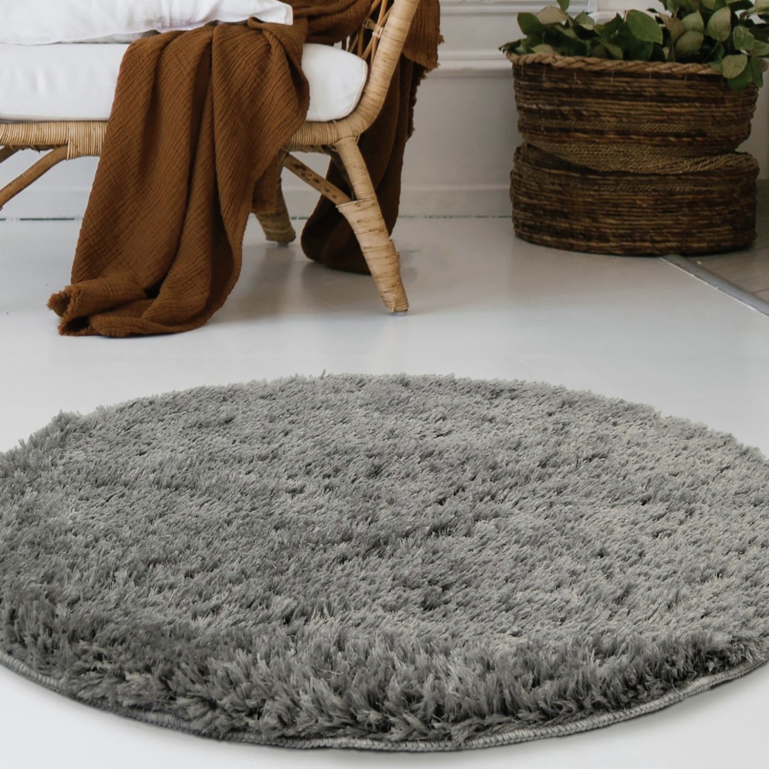 Homemaker Soft Washable Round Shaggy Rug